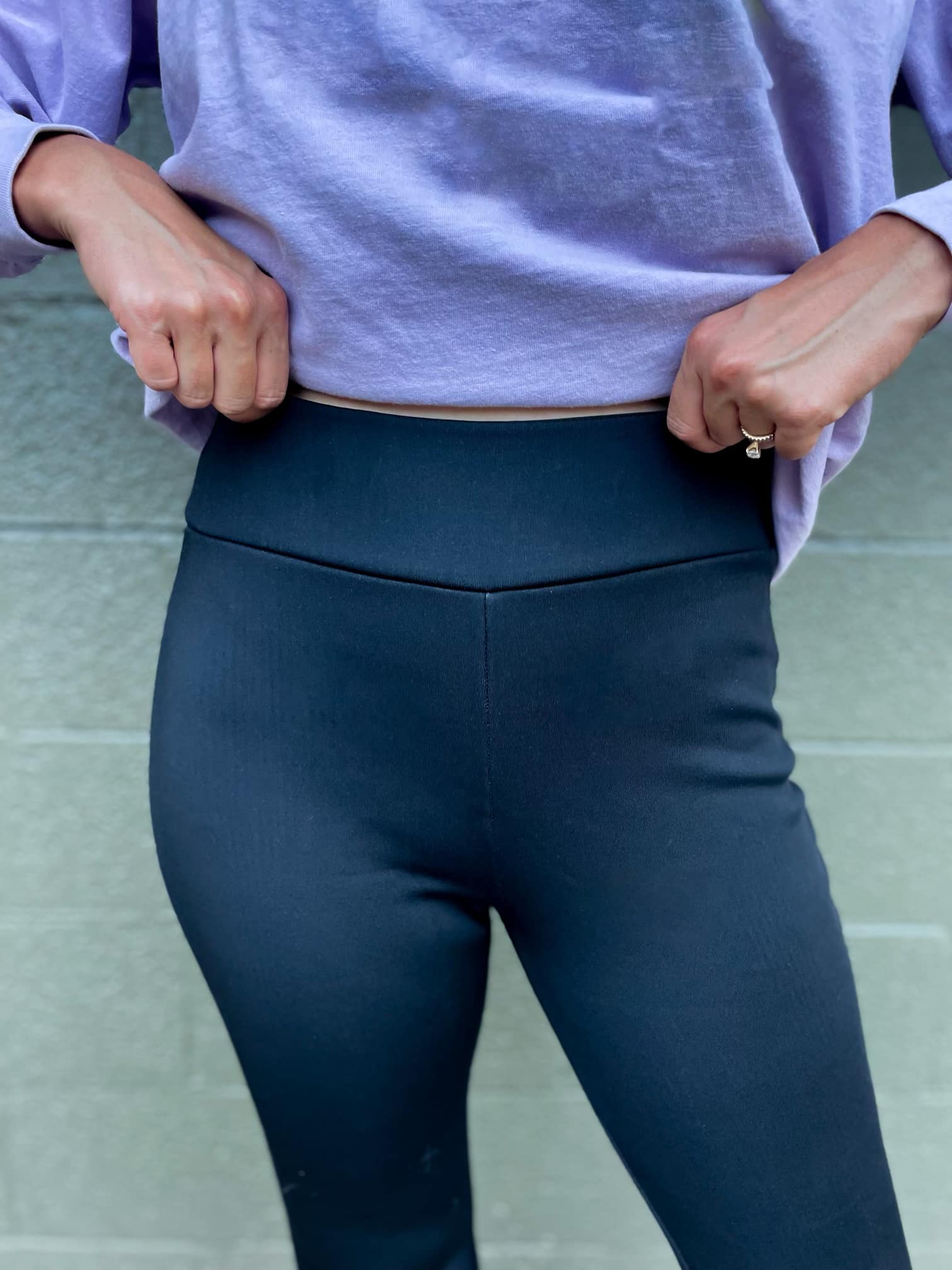 PREORDER: Cuddle Up Fleece Lined Flares in Black - Image 4