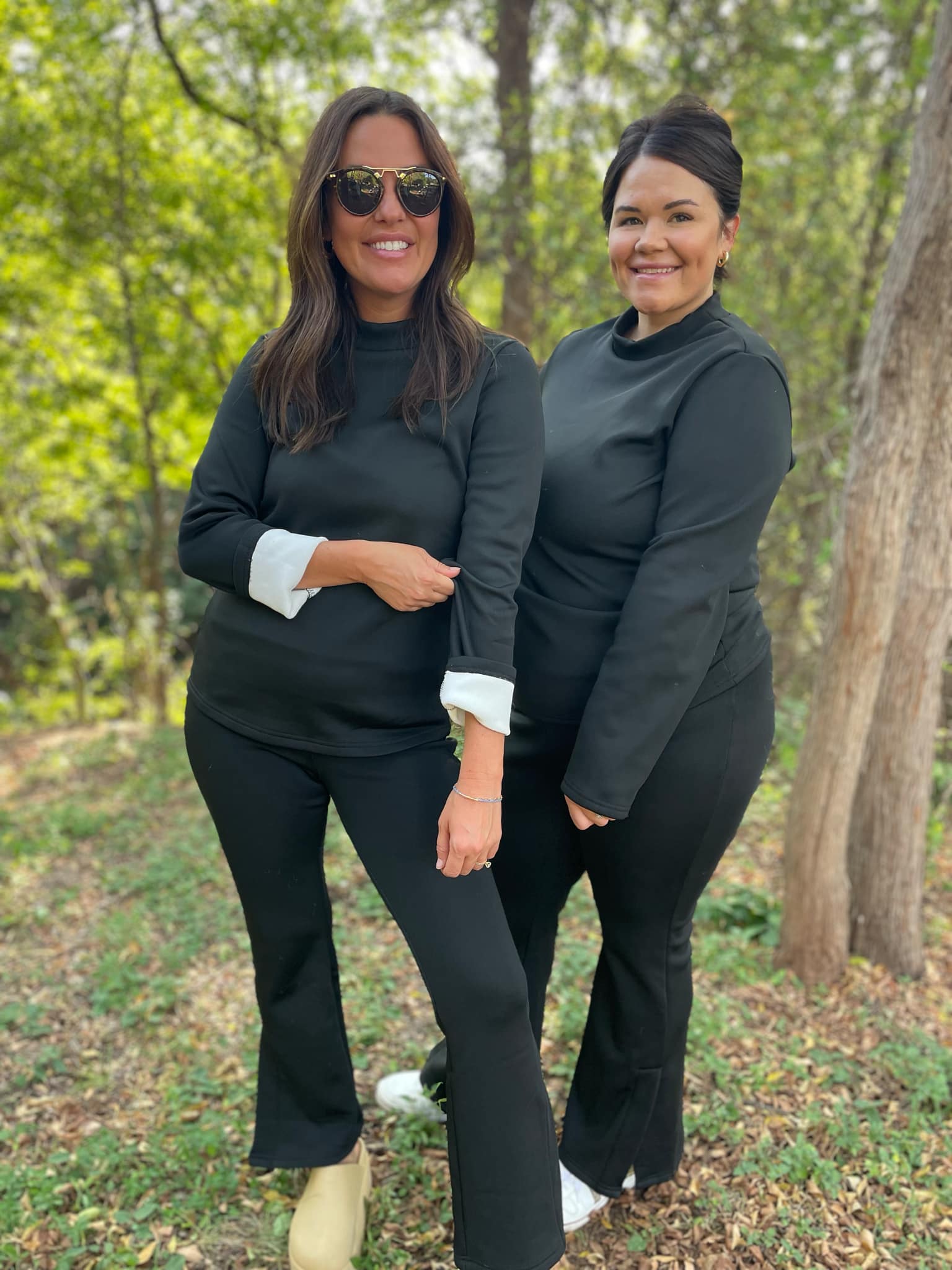 PREORDER: Cuddle Up Fleece Lined Flares in Black - Image 7