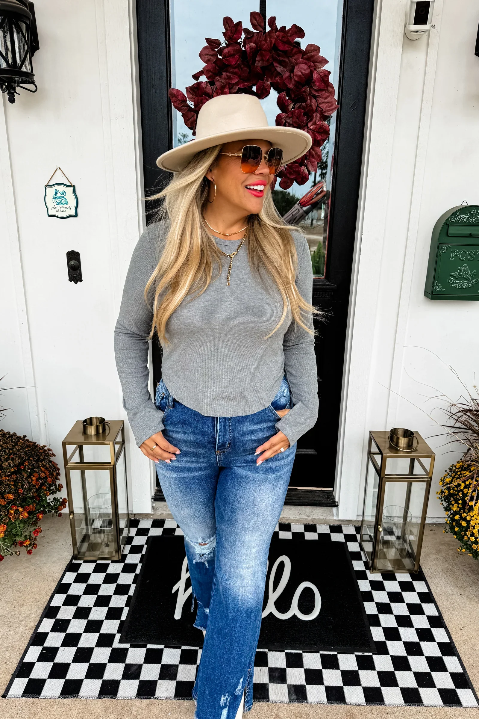 PREORDER: Elena Curve Hem Ribbed Top - Image 2