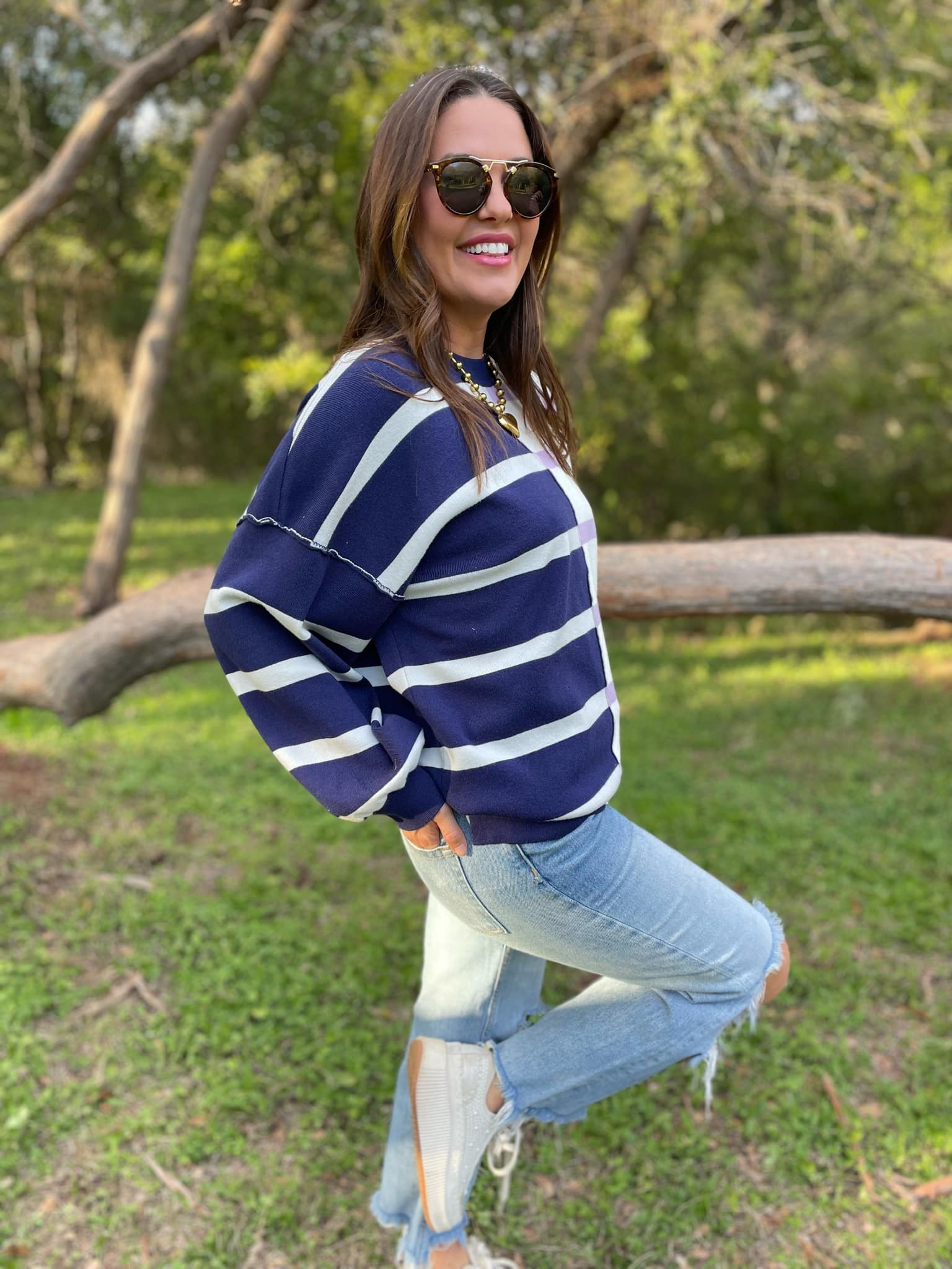 PREORDER: Exceptional Thought Striped Patchwork Sweater in Three Colors - Image 10