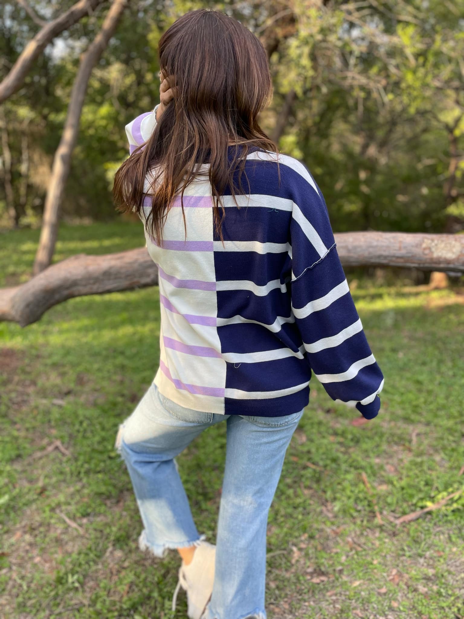 PREORDER: Exceptional Thought Striped Patchwork Sweater in Three Colors - Image 11