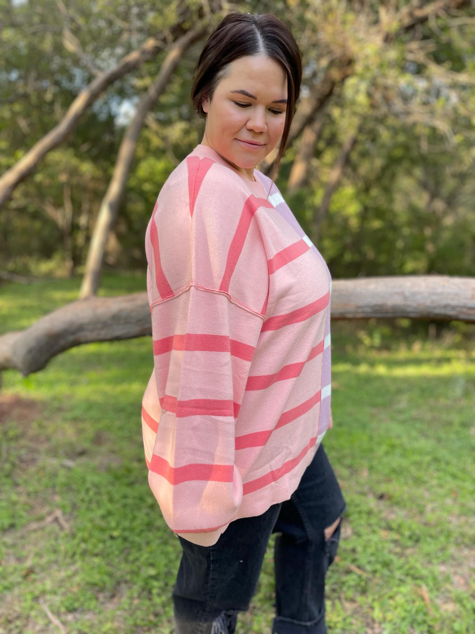 PREORDER: Exceptional Thought Striped Patchwork Sweater in Three Colors - Image 13