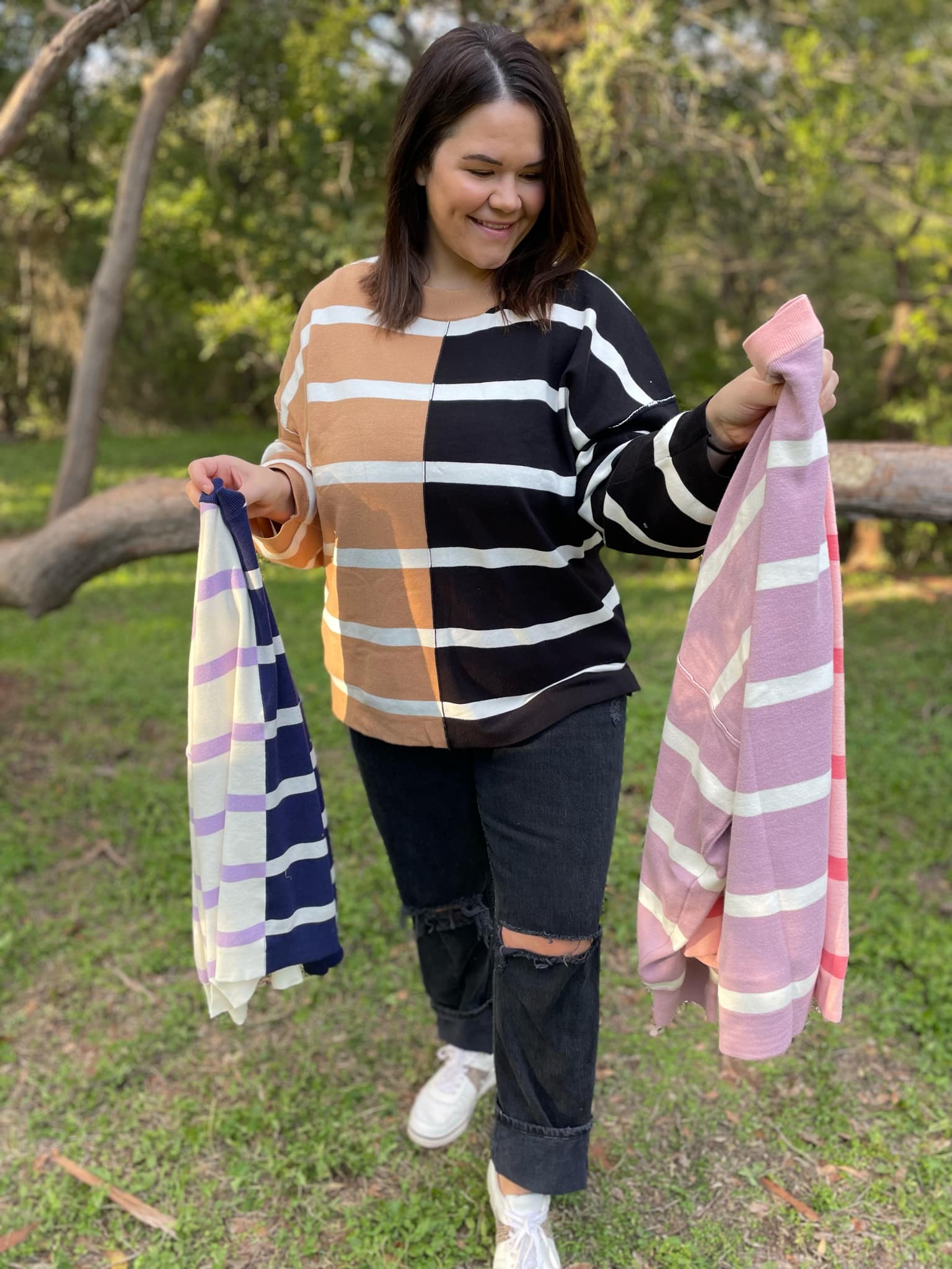 PREORDER: Exceptional Thought Striped Patchwork Sweater in Three Colors - Image 19