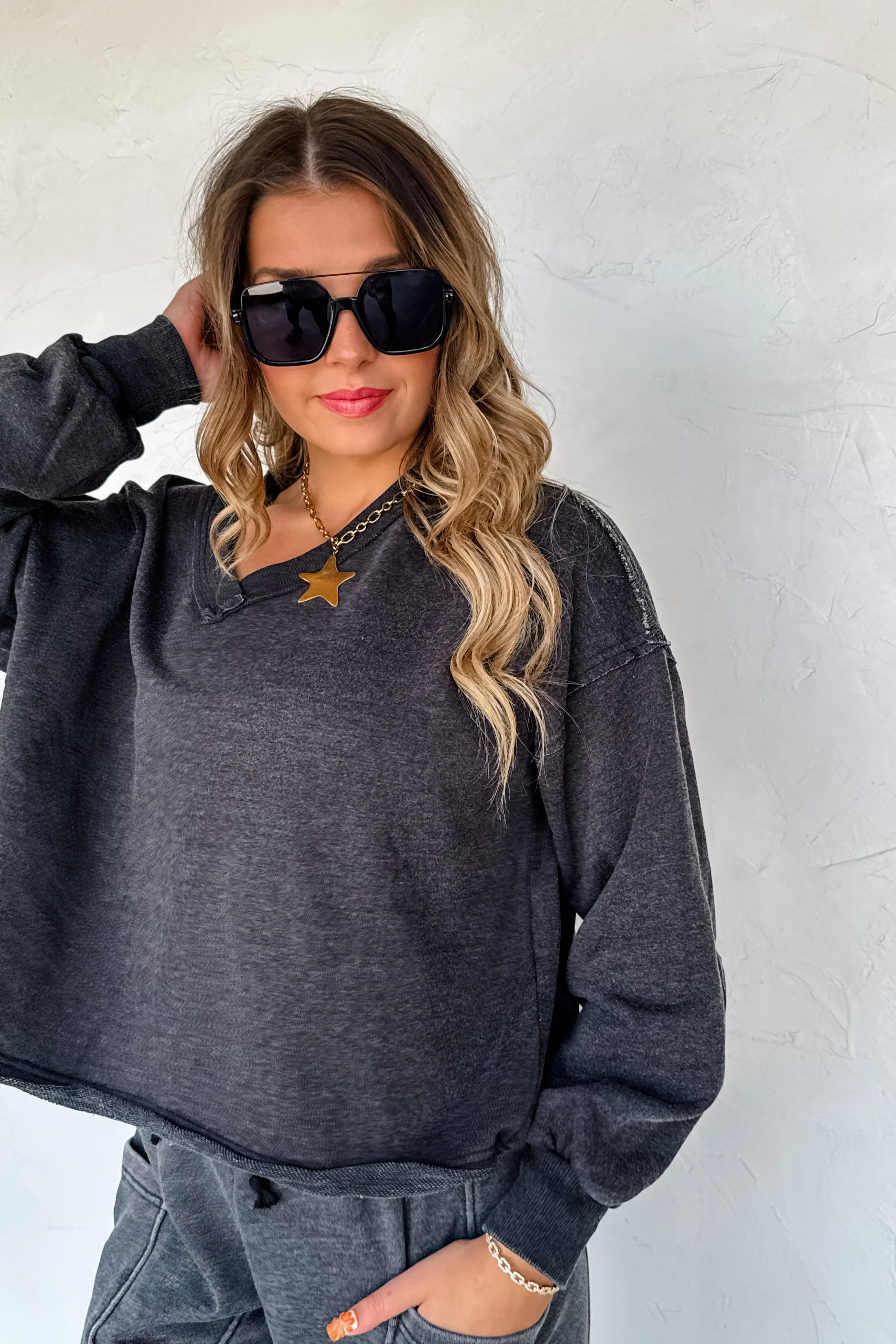 PREORDER: Faded Feels VNeck Pullover - Image 8