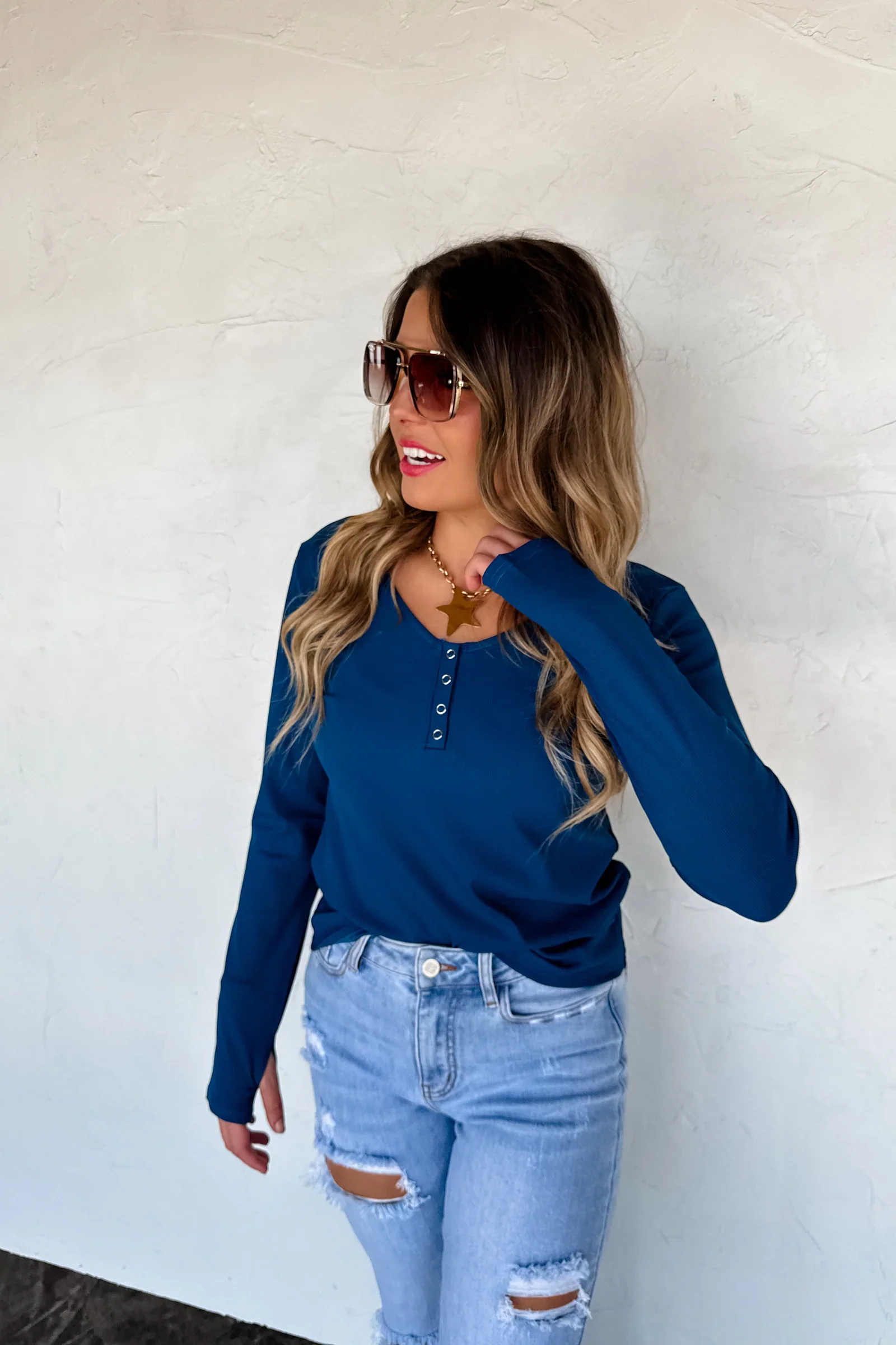 PREORDER: Fall Brooklyn Snap Henley Top - Image 4