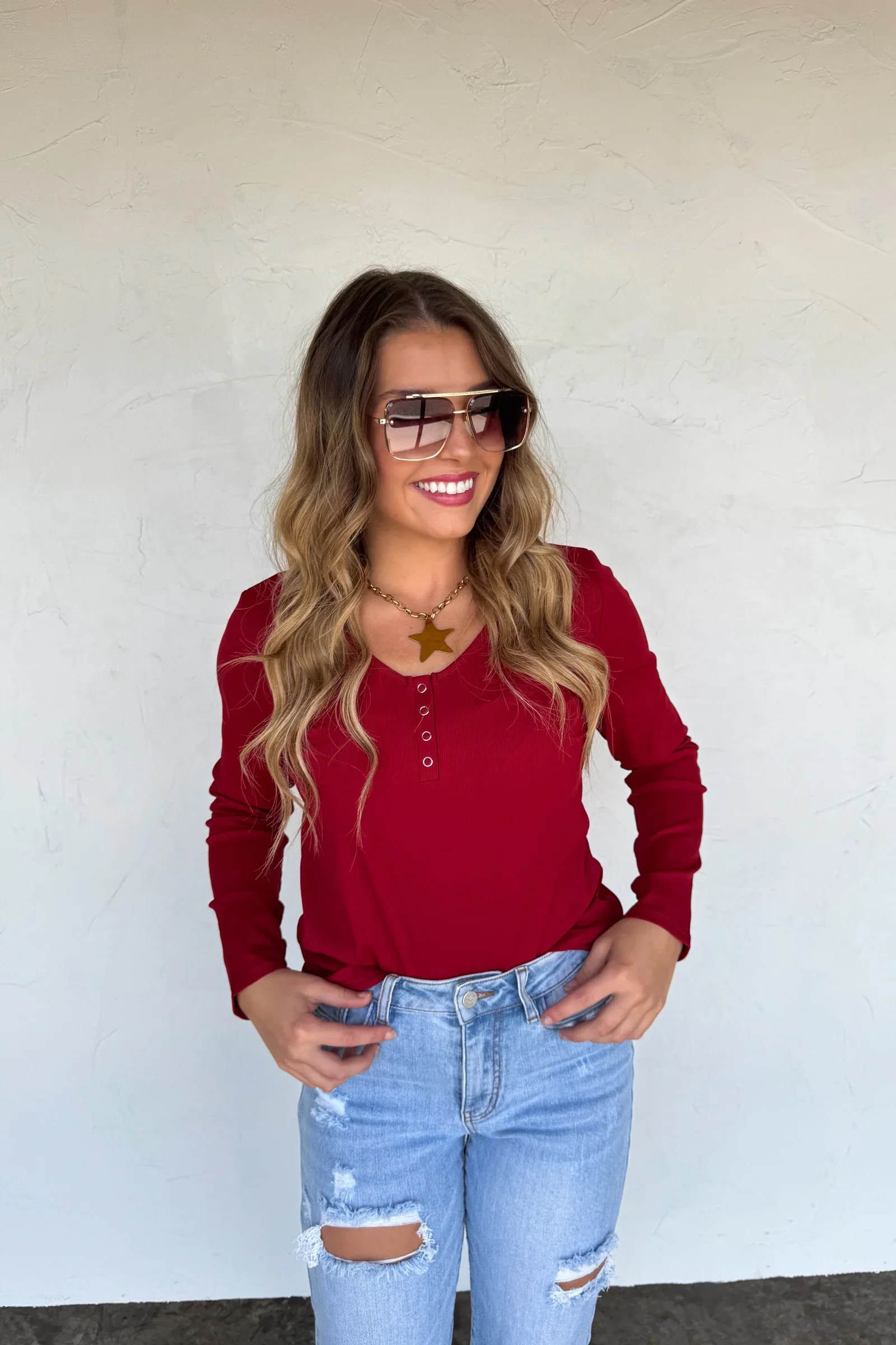 PREORDER: Fall Brooklyn Snap Henley Top - Image 6