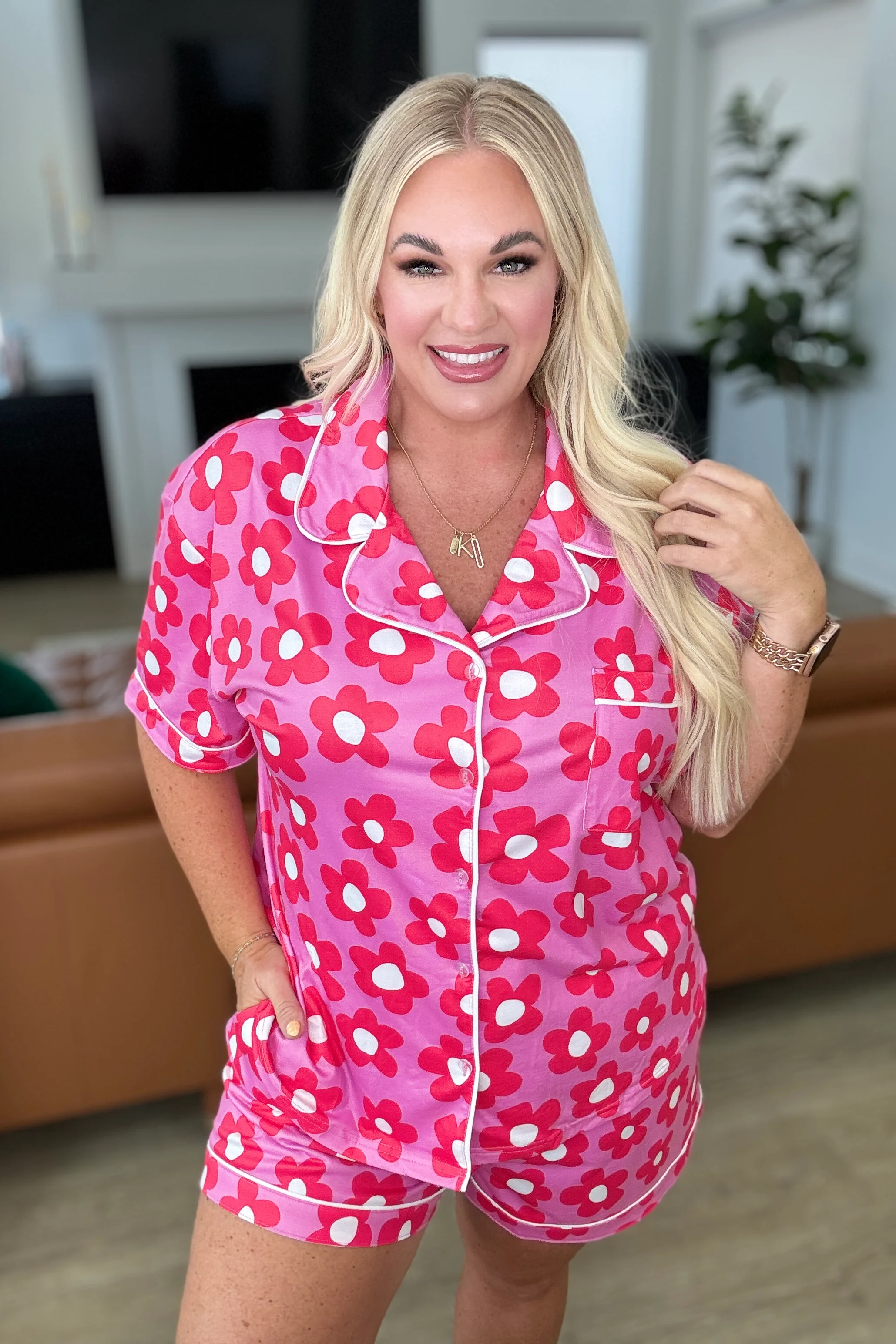 PREORDER: Floral Button Down Pajama Set in Four Colors - Image 5