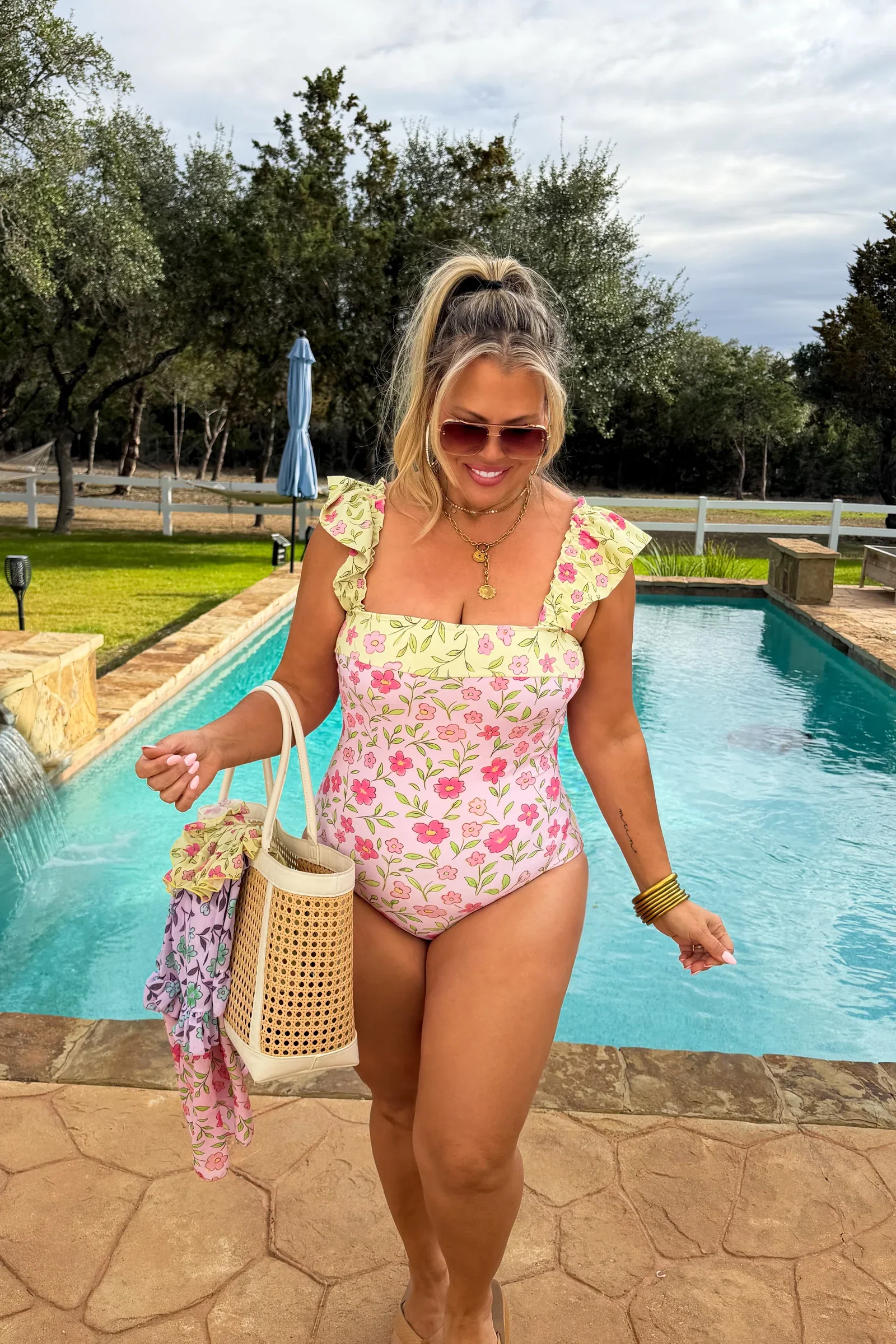 PREORDER: Floral Rainbow Swim Set - Image 2