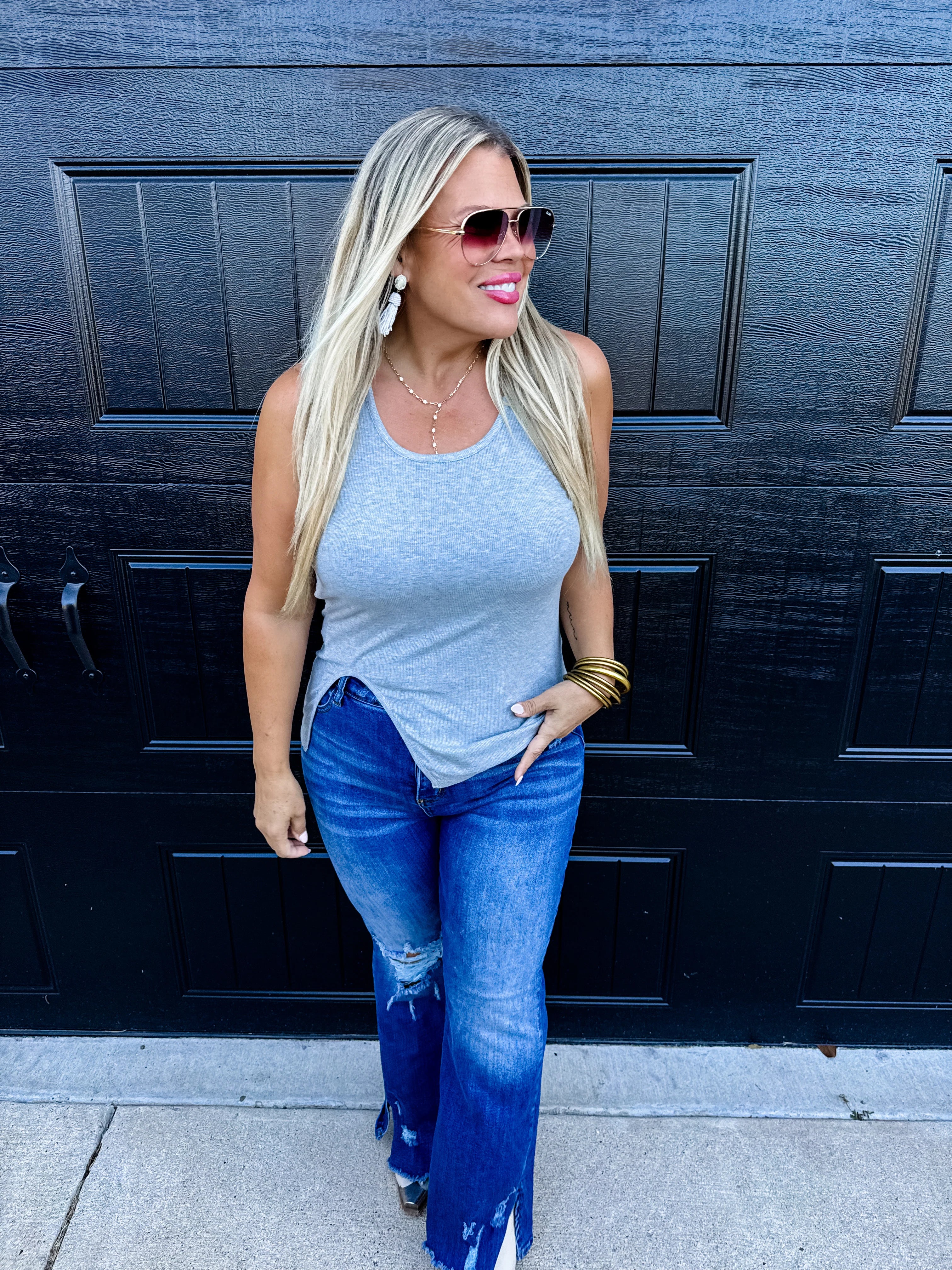 PREORDER: Gabby Side Slit Tank in Four Colors - Image 2