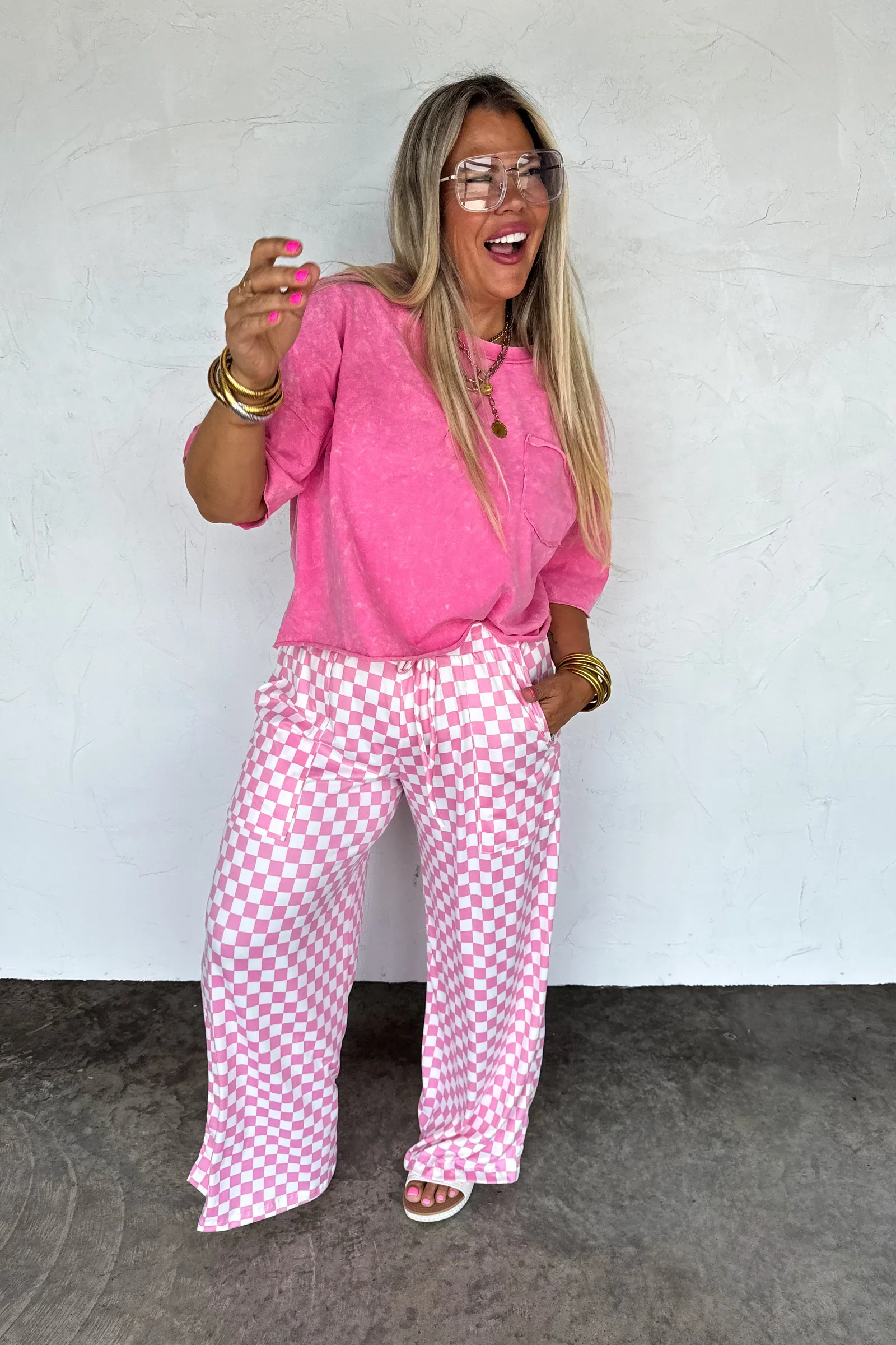 PREORDER: Haddie Wide Leg Checker Pants - Image 2