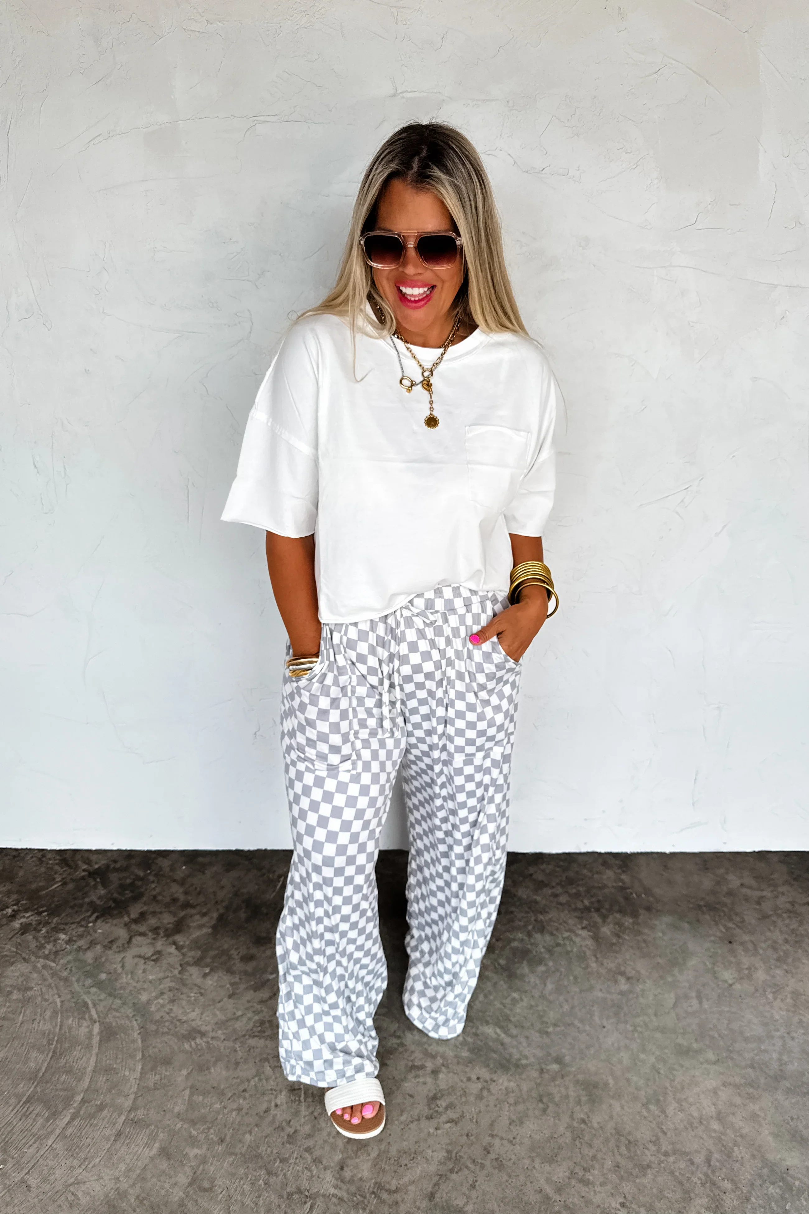 PREORDER: Haddie Wide Leg Checker Pants - Image 4