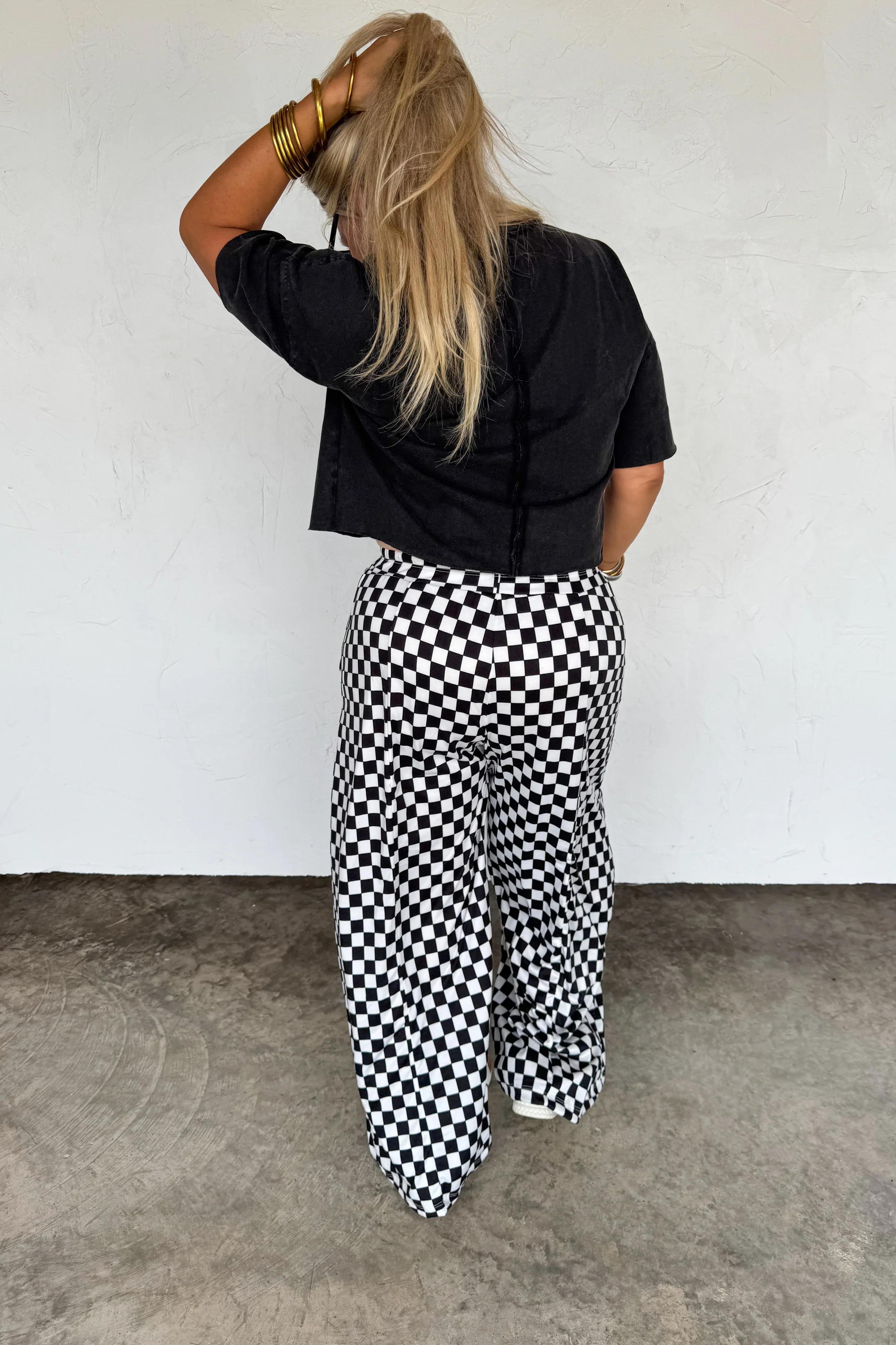 PREORDER: Haddie Wide Leg Checker Pants - Image 7