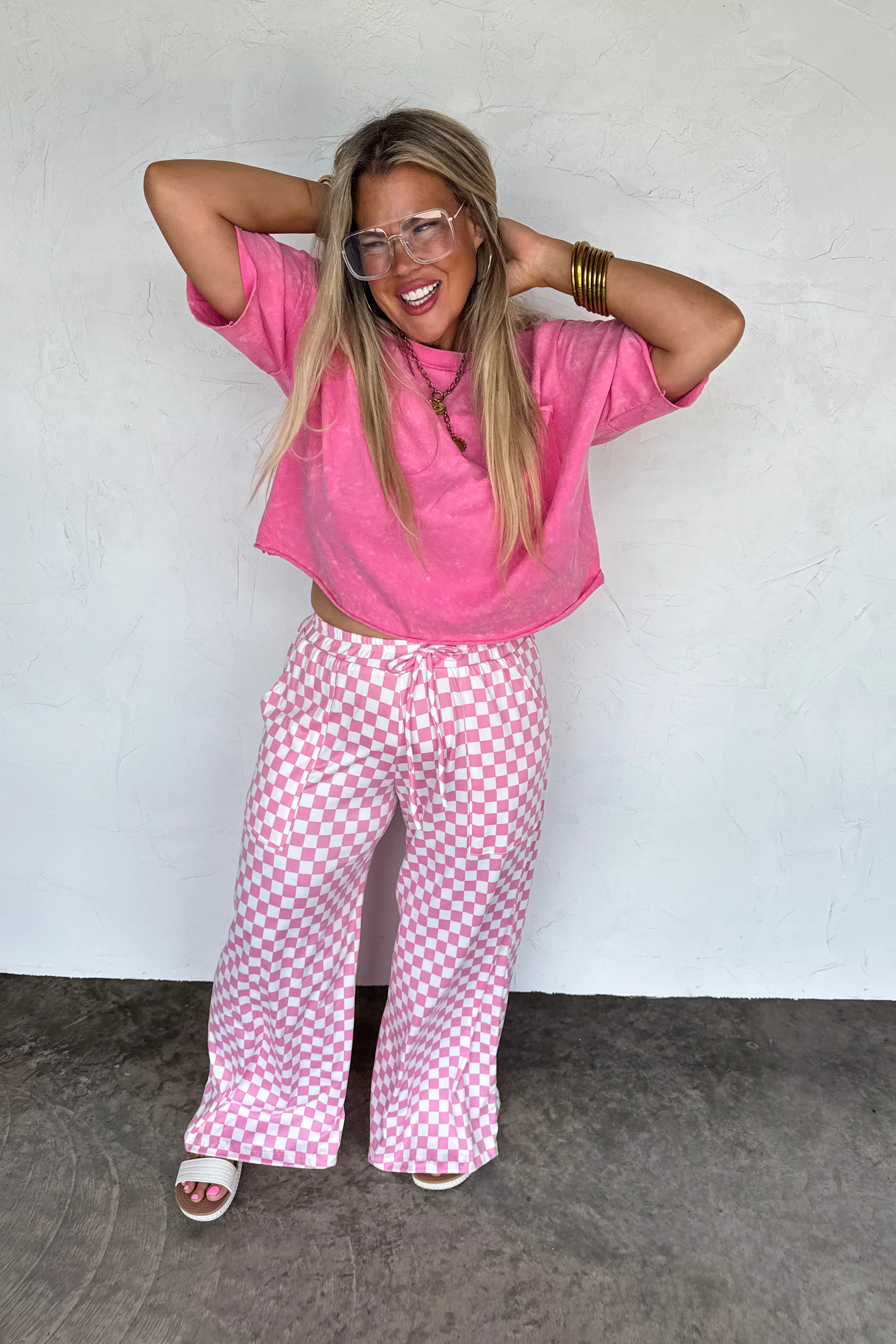 PREORDER: Haddie Wide Leg Checker Pants - Image 8