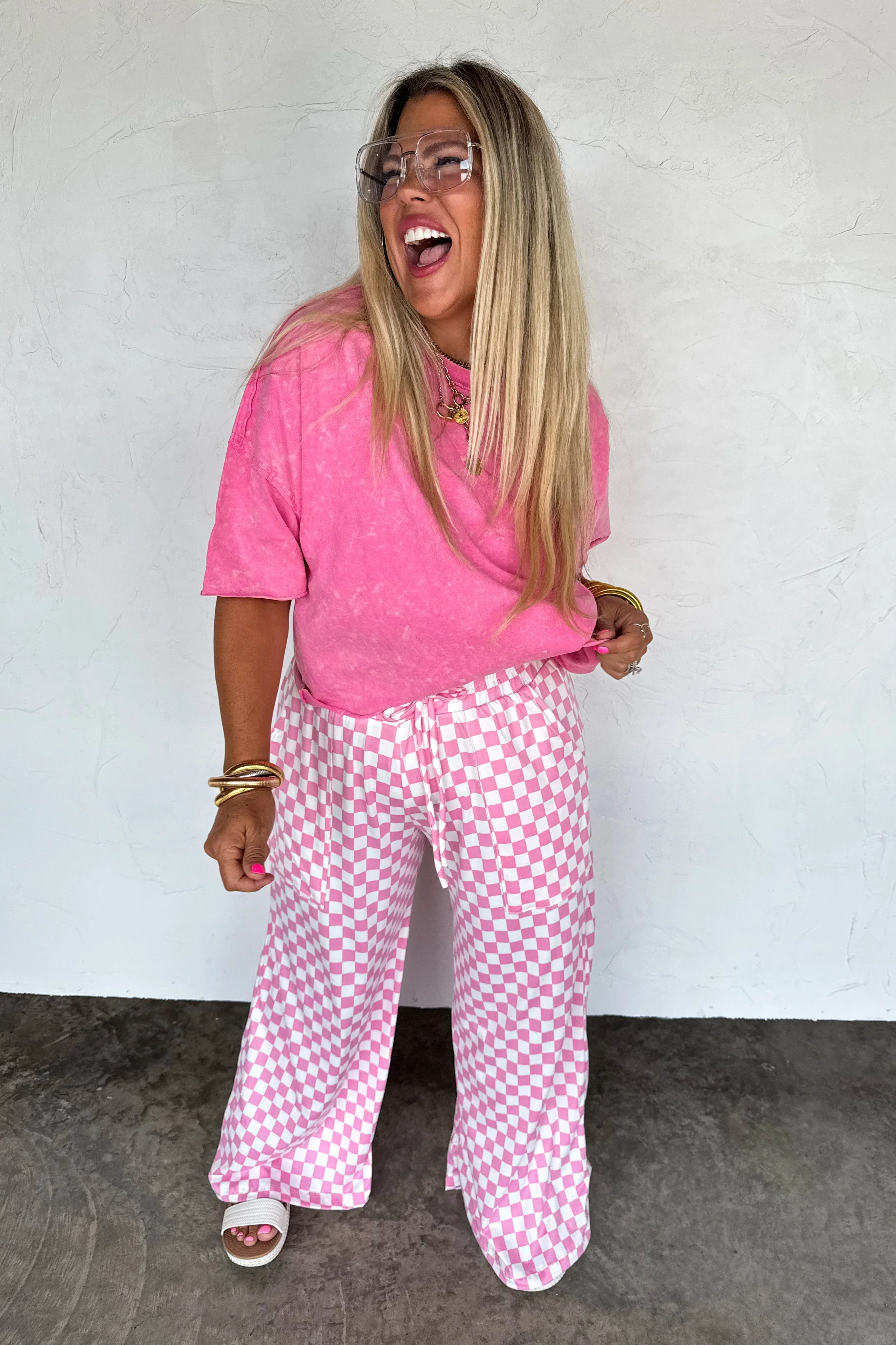 PREORDER: Haddie Wide Leg Checker Pants - Image 9