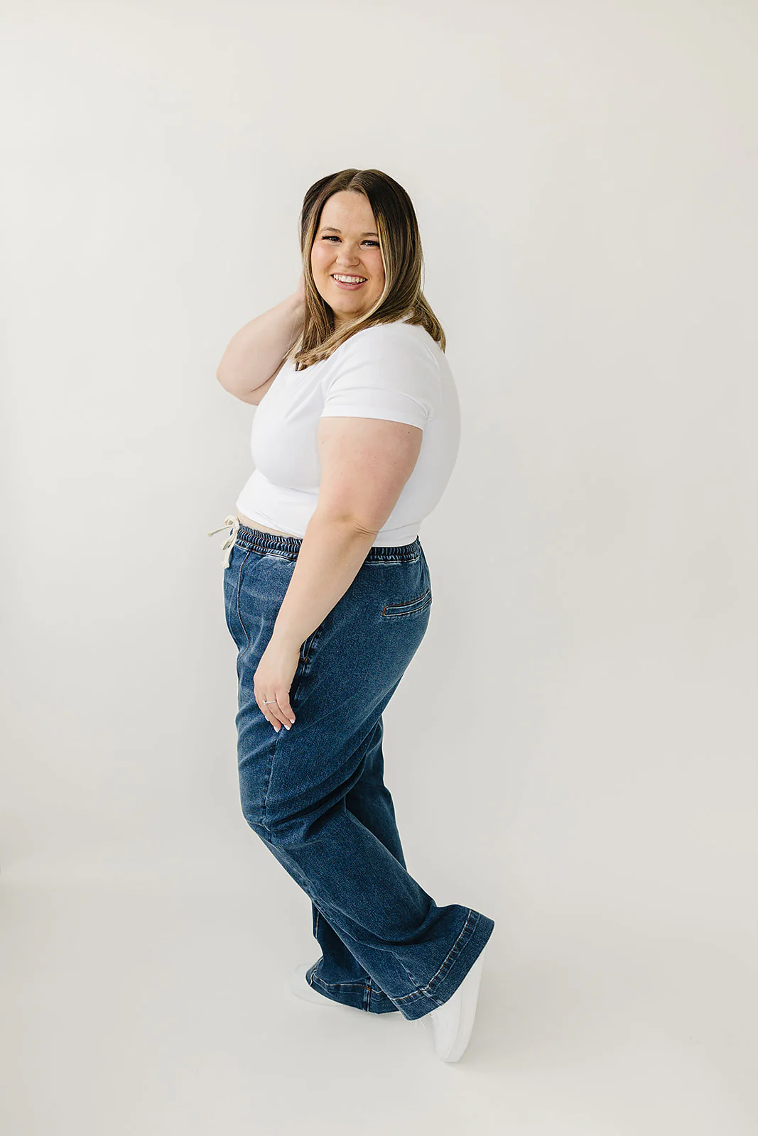 High Rise Wide Leg Denim Joggers - RTS - Image 15