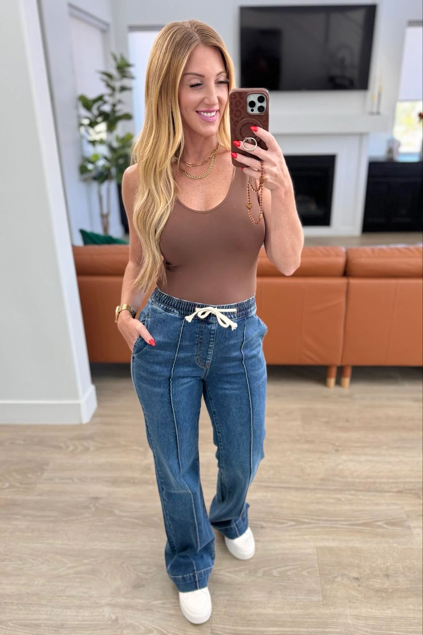 High Rise Wide Leg Denim Joggers - RTS - Image 2