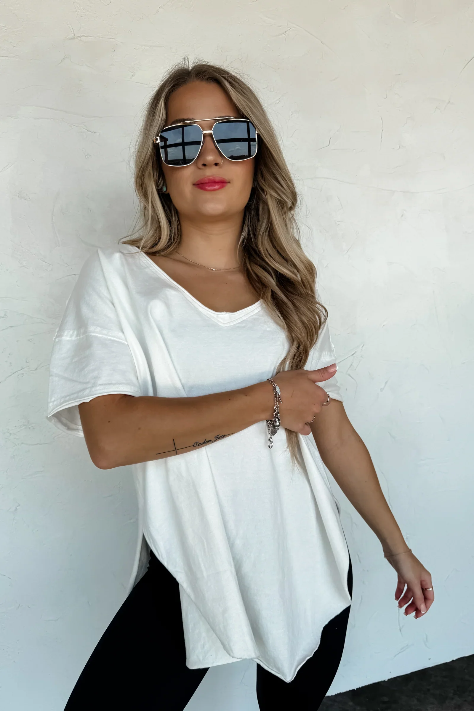 PREORDER: Joey V-Neck Washed Cotton Boyfriend Tee