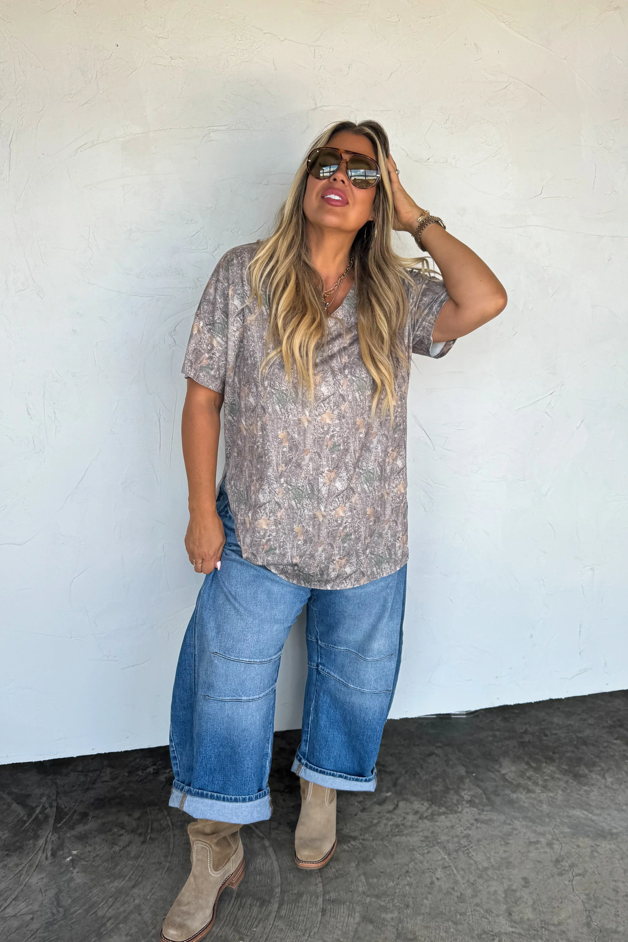 PREORDER: Joey V-Neck Washed Cotton Boyfriend Tee - Image 6