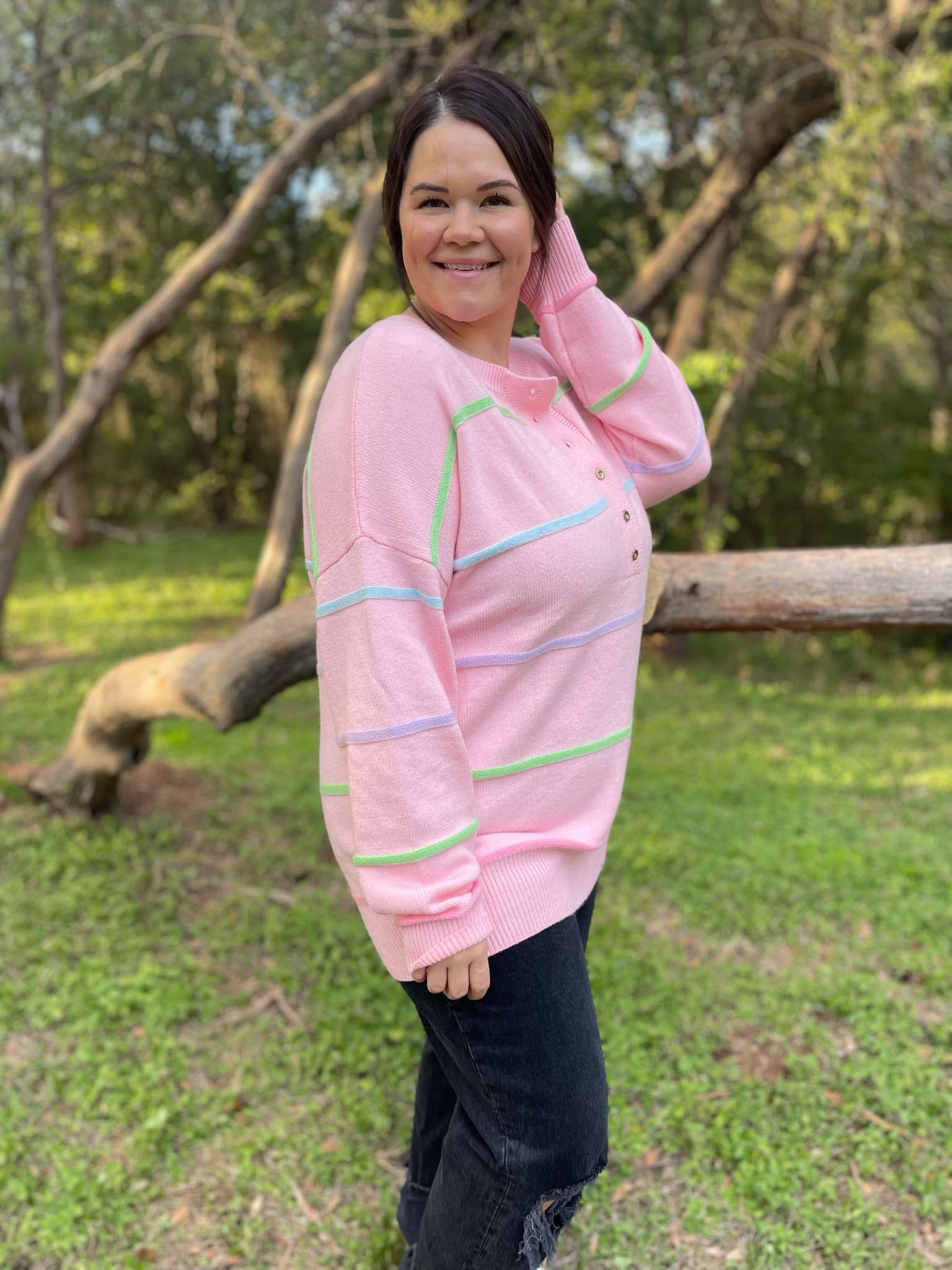 PREORDER: Just Too Good Rainbow Striped Sweater in Two Colors - Image 6