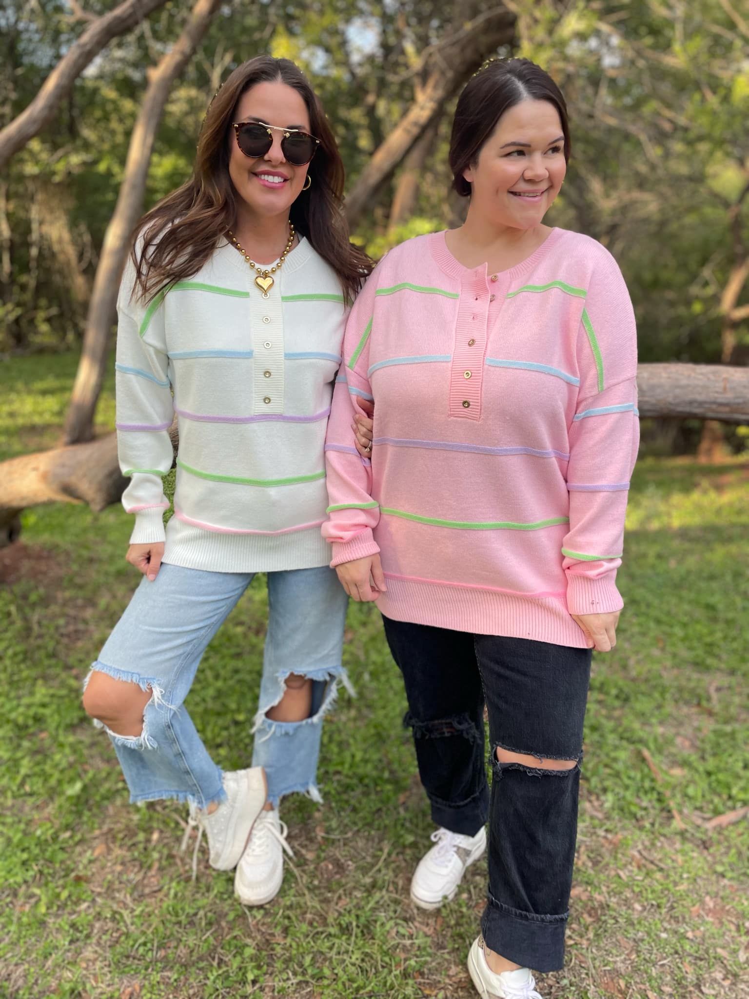 PREORDER: Just Too Good Rainbow Striped Sweater in Two Colors - Image 8