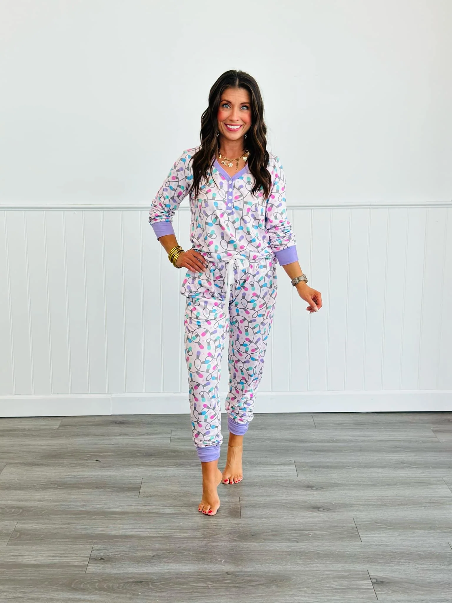 PREORDER: Long Sleeve Holiday Jogger Pajama Sets in Eight Prints - Image 5