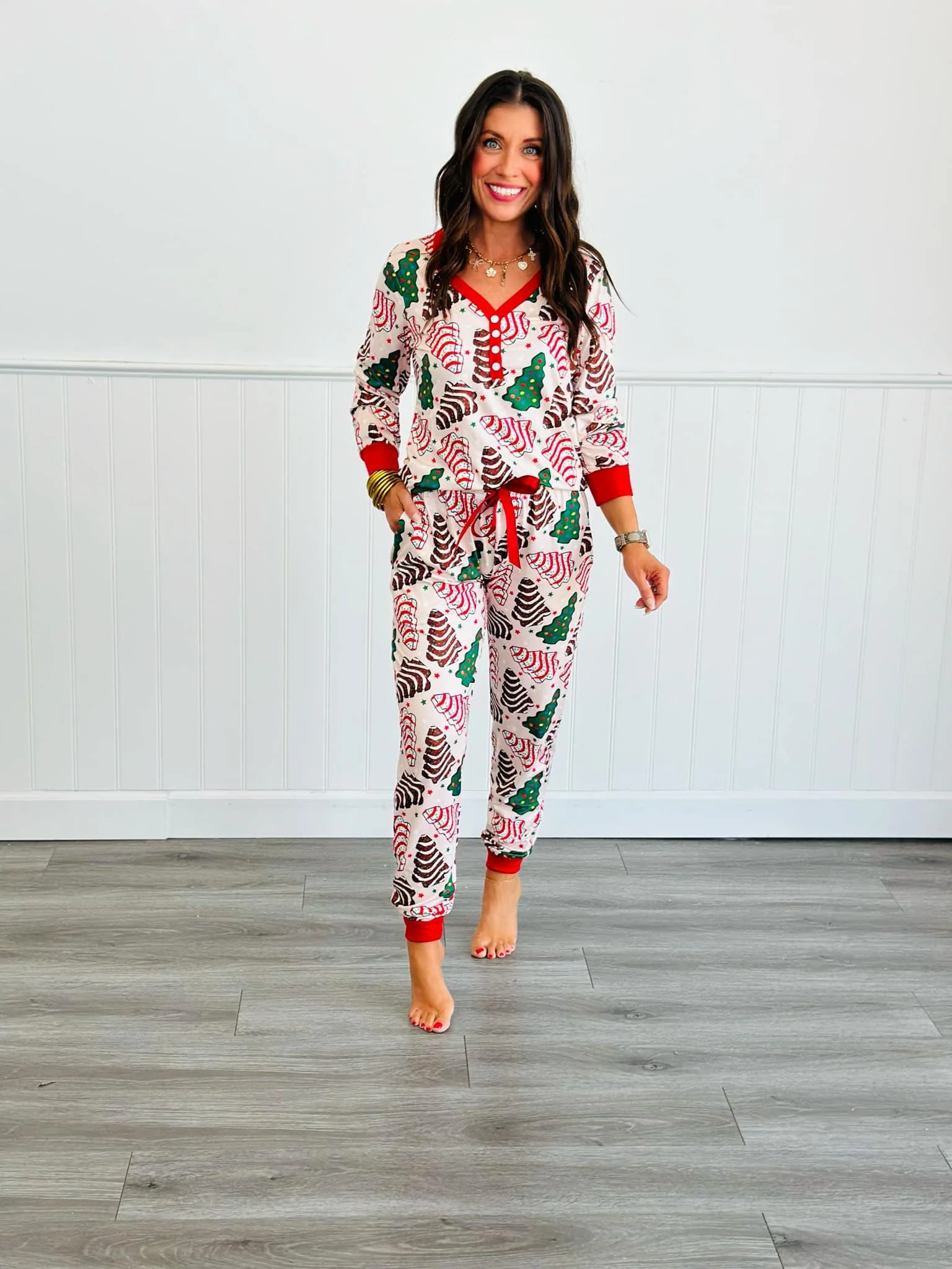 PREORDER: Long Sleeve Holiday Jogger Pajama Sets in Eight Prints - Image 7