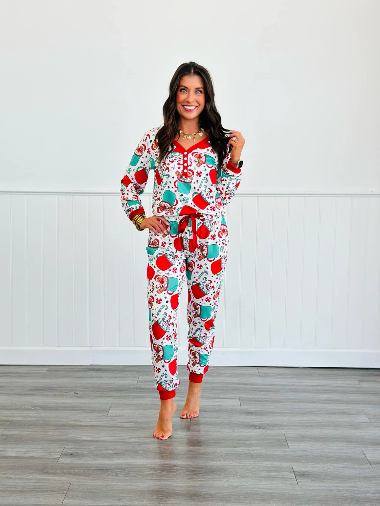 PREORDER: Long Sleeve Holiday Jogger Pajama Sets in Eight Prints - Image 9