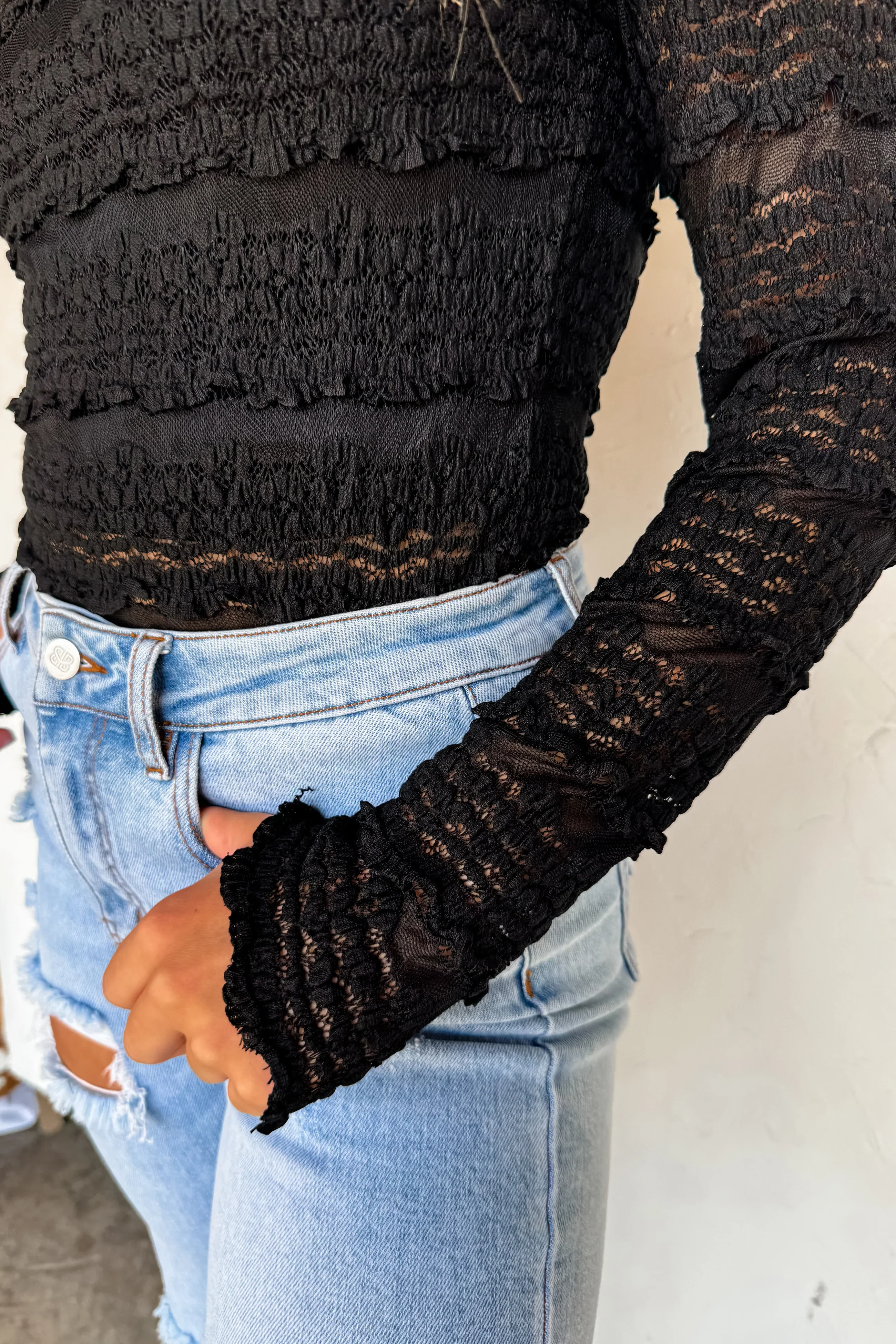 PREORDER: Long Sleeve Rosalie Lace Top - Image 8