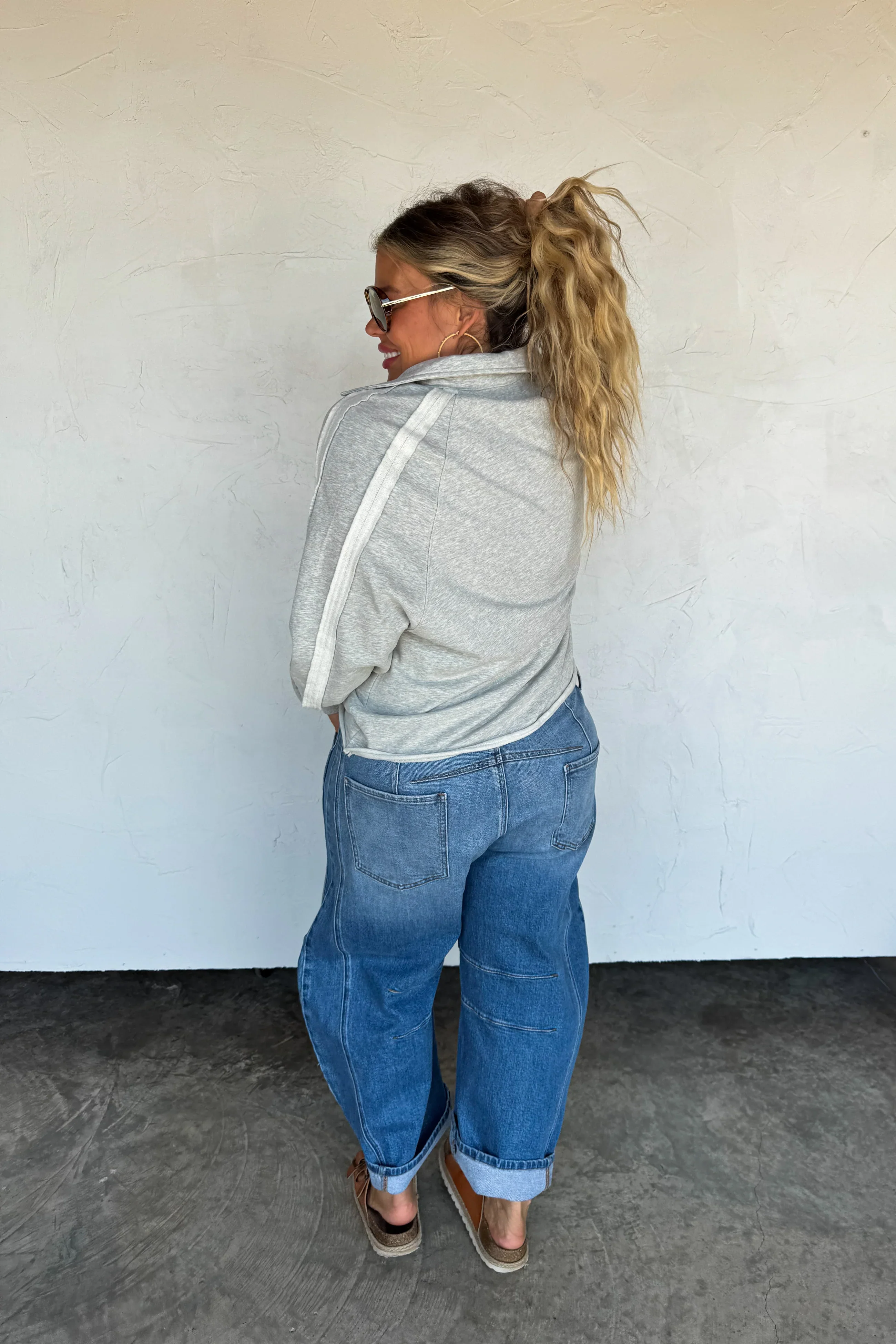 PREORDER: Longer Length Marley Snap Button Sweatshirt - Image 6