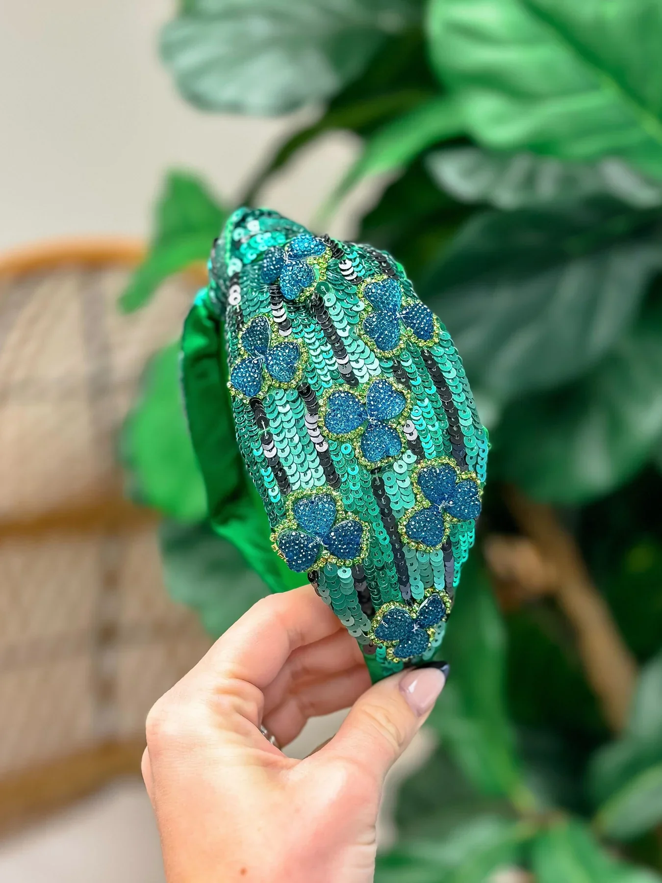 PREORDER: Lucky Clover Beaded Embellished Headband - Image 2