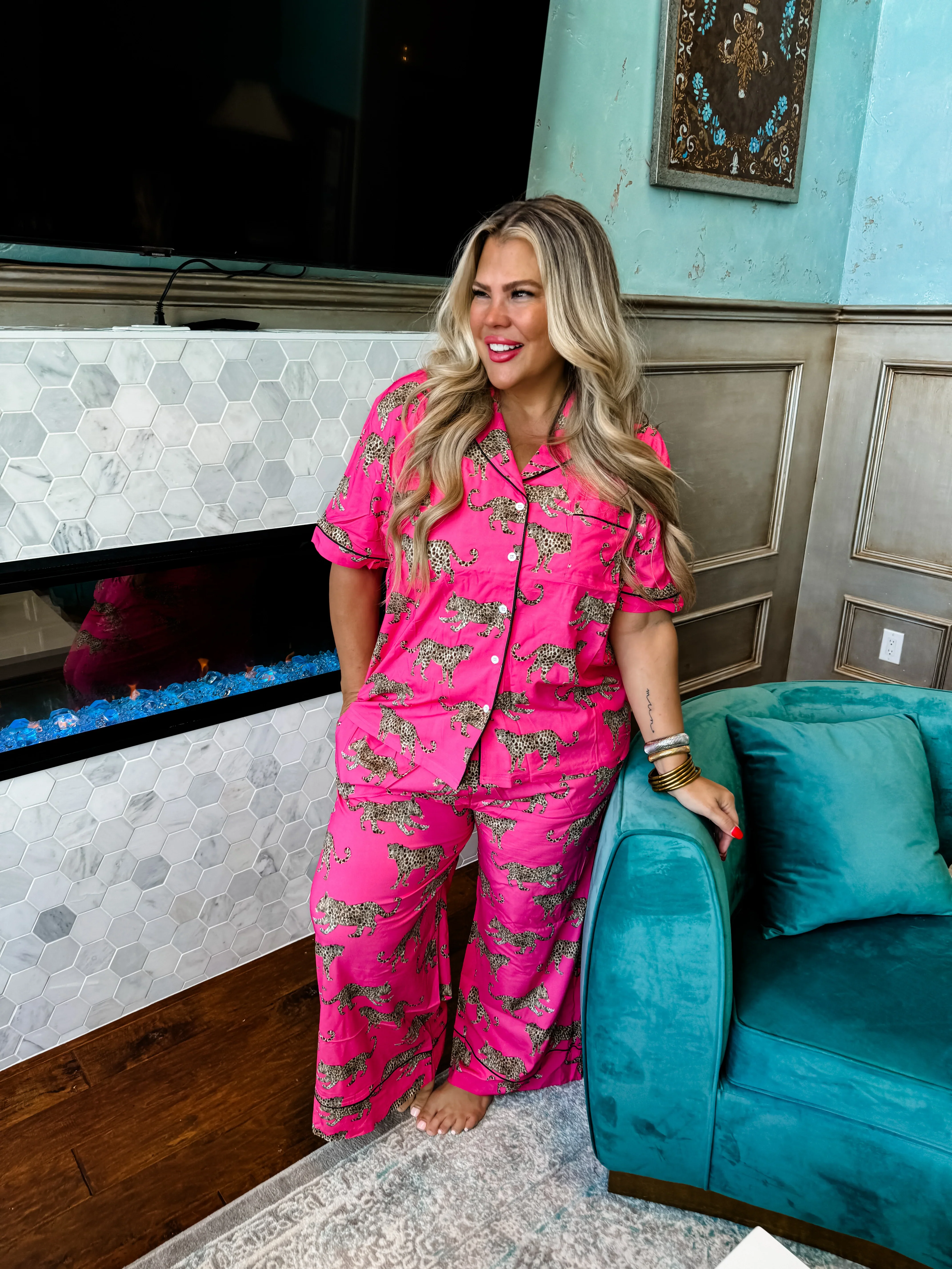 PREORDER: Luxe Pajama Lounge Set in Two Prints - Image 4