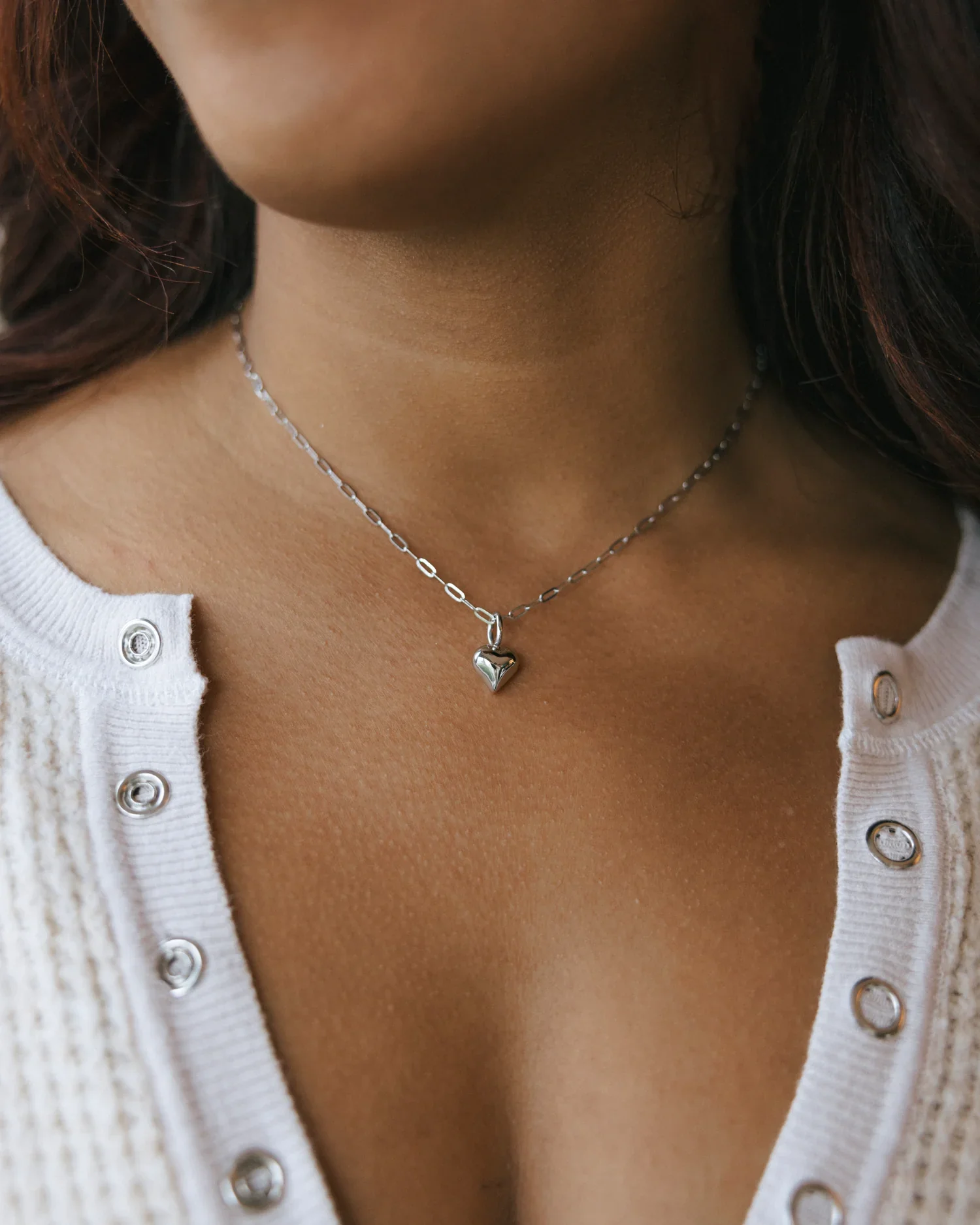 PREORDER: Mini Paperclip Chain Necklace in Silver - Image 2