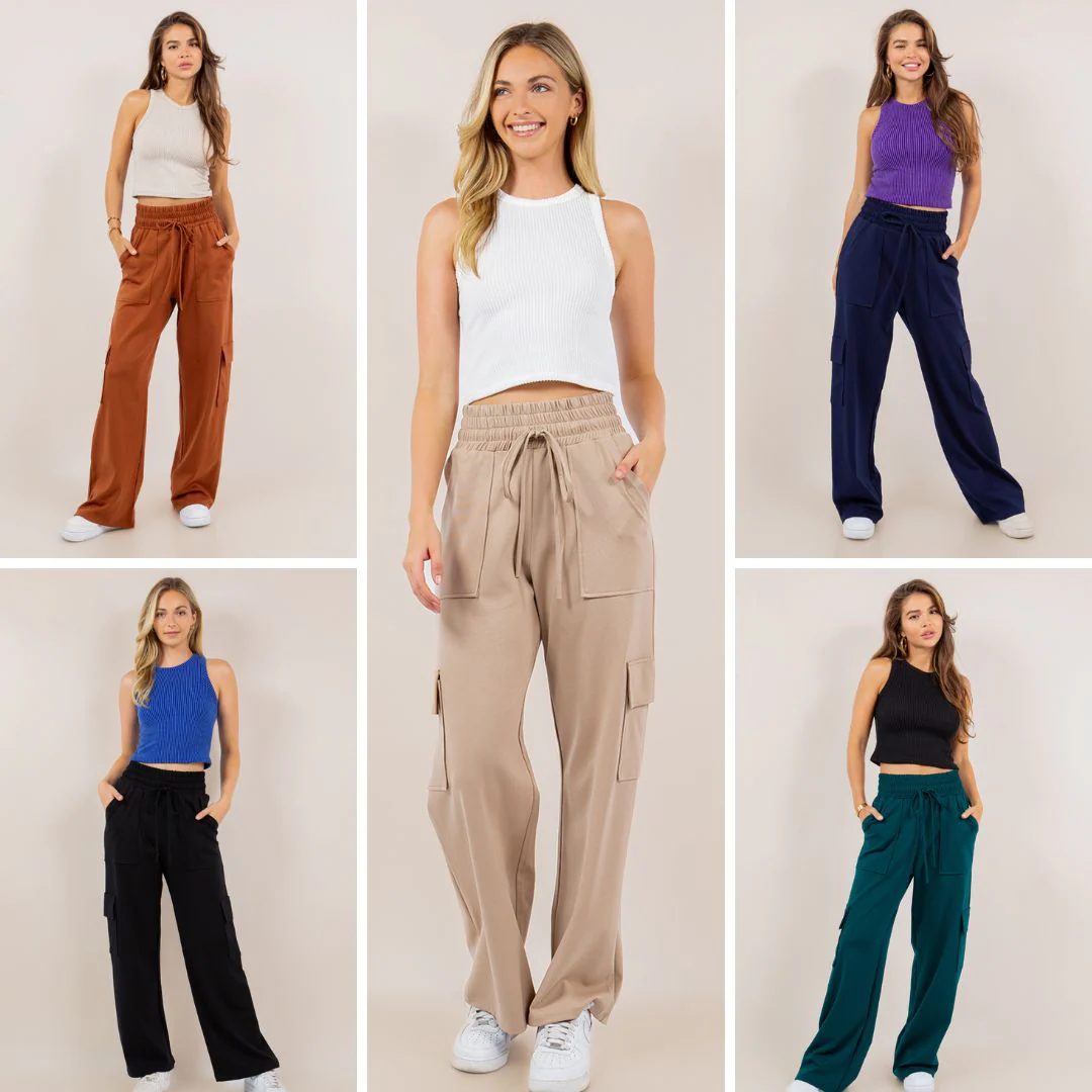 Ponte Stretch Cargo Pants In Five Colors - RTS