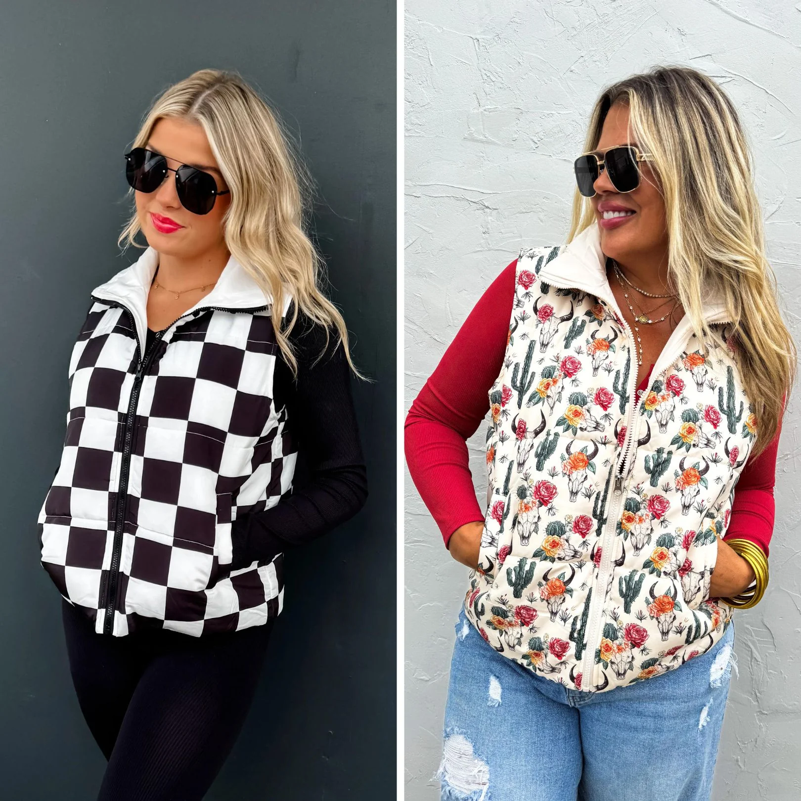 Puffer Vest in Two Prints - RTS