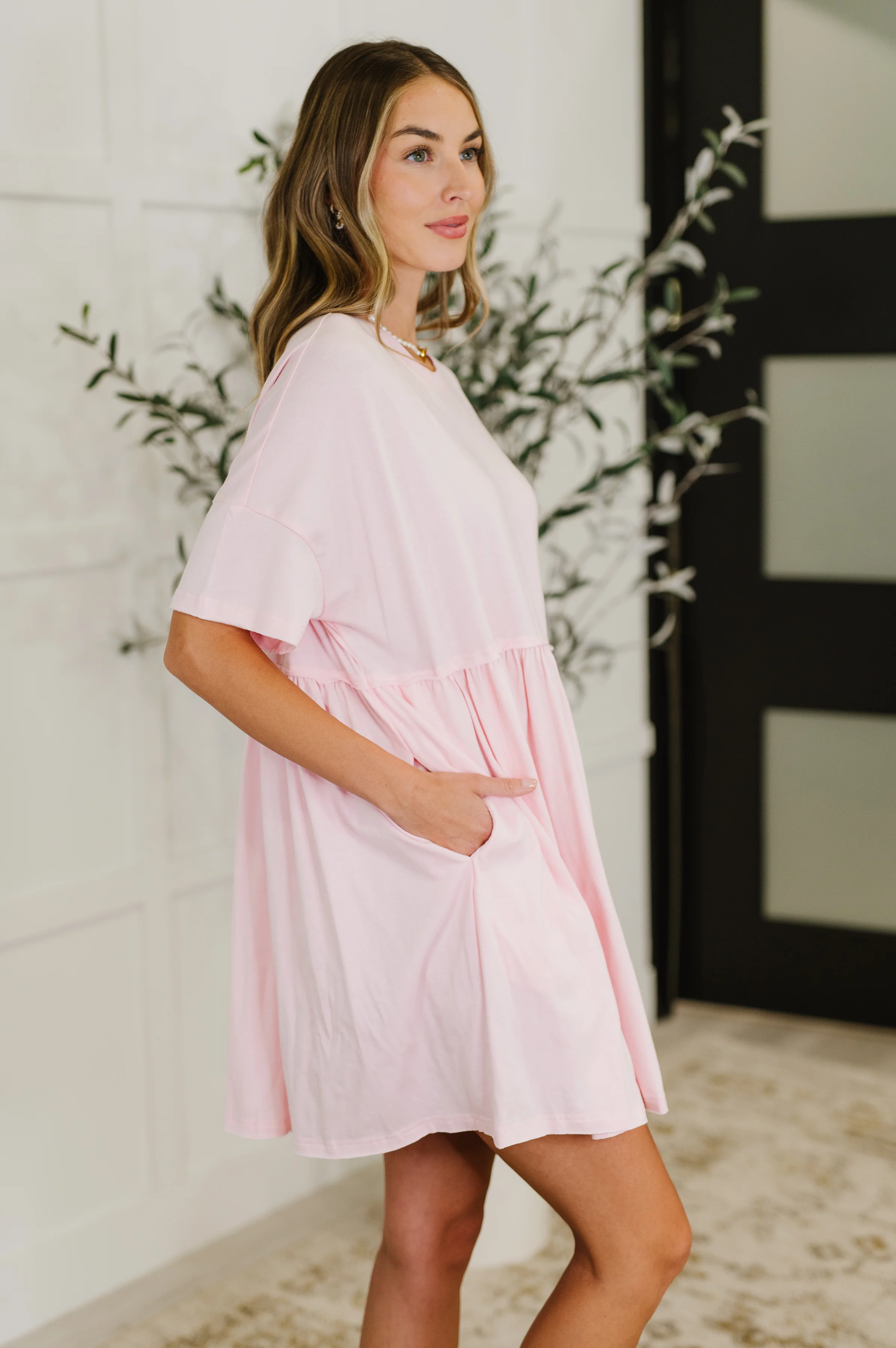 PREORDER: Relaxed Drop Shoulder Dress in Light Pink - Ships in 2-3 weeks - Image 2