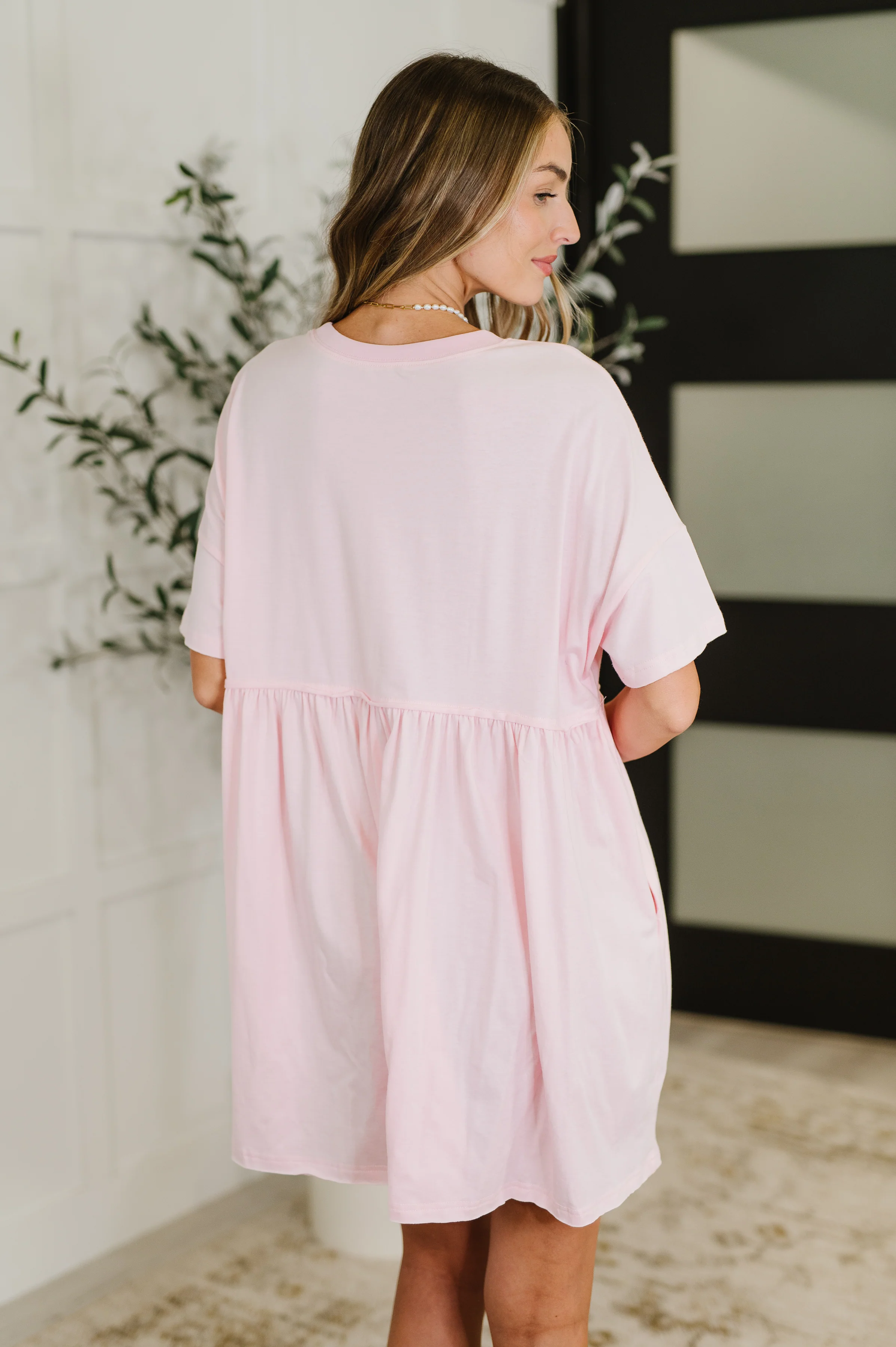 PREORDER: Relaxed Drop Shoulder Dress in Light Pink - Ships in 2-3 weeks - Image 4