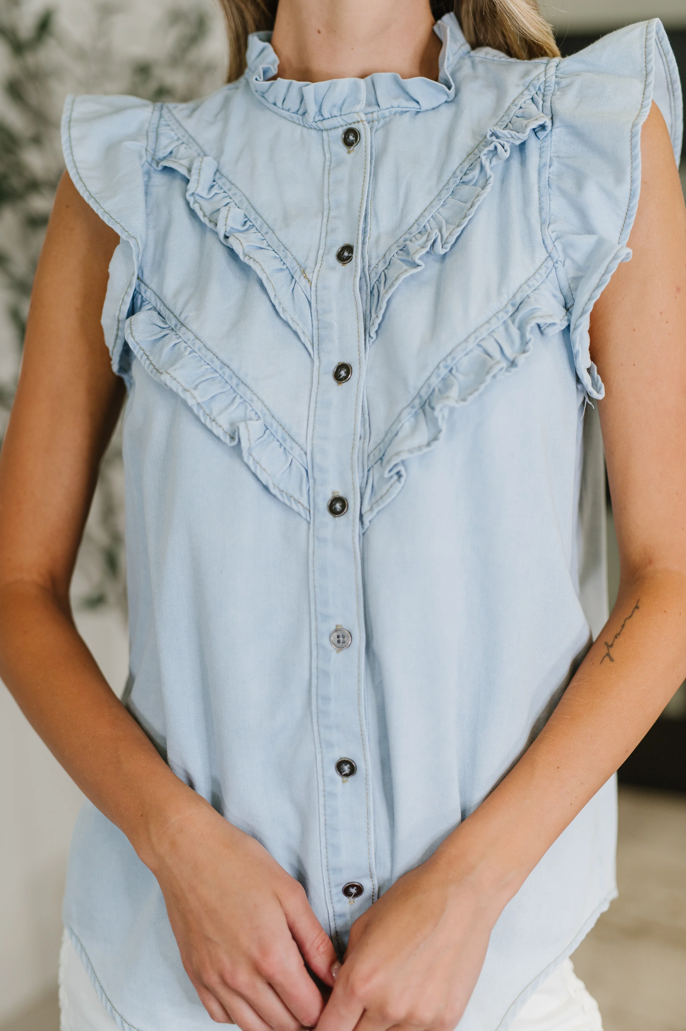 PREORDER: Ruffle Detailed Flutter Sleeve Top - Ships in 4 weeks - Image 2