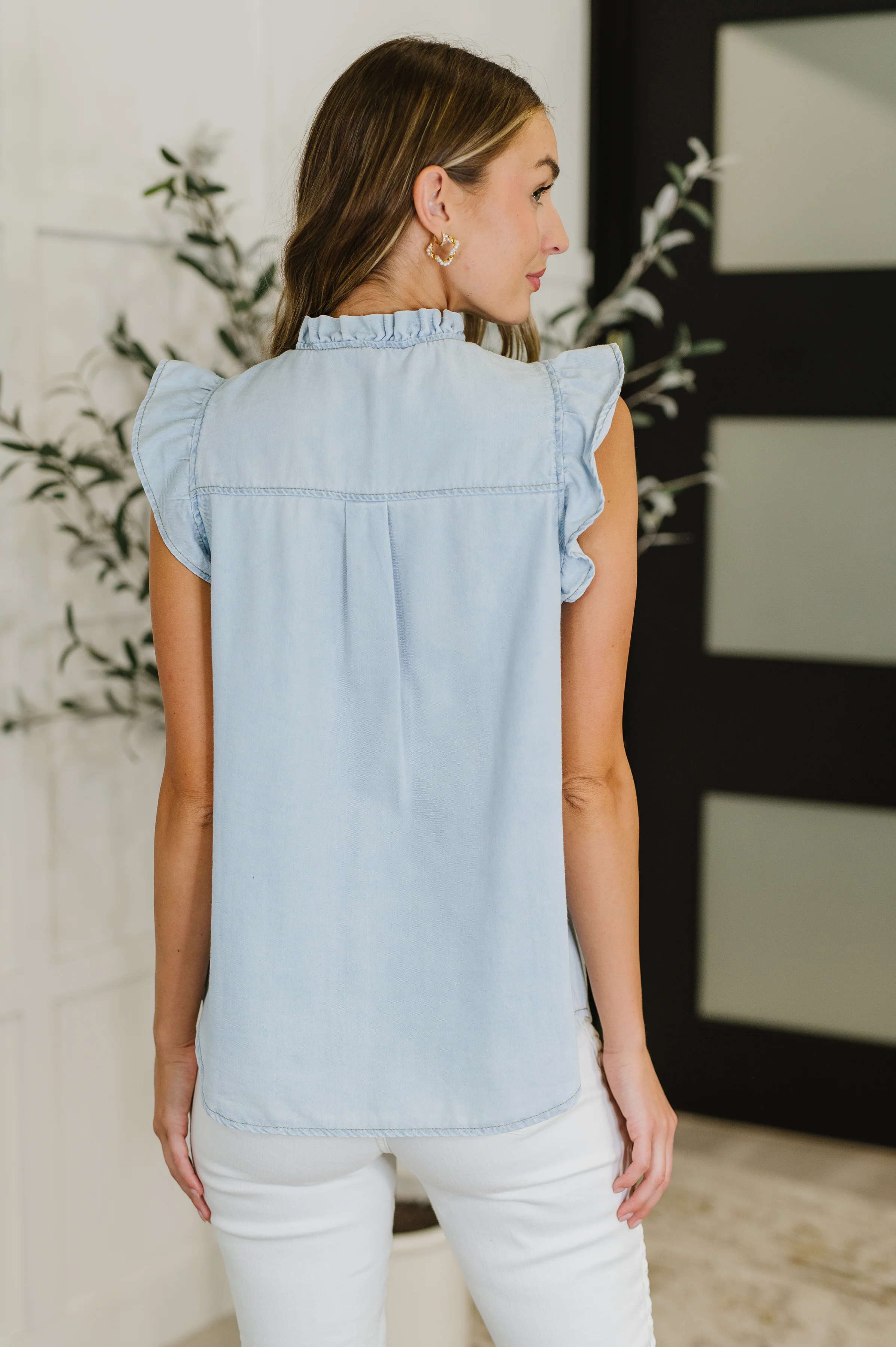 PREORDER: Ruffle Detailed Flutter Sleeve Top - Ships in 4 weeks - Image 5