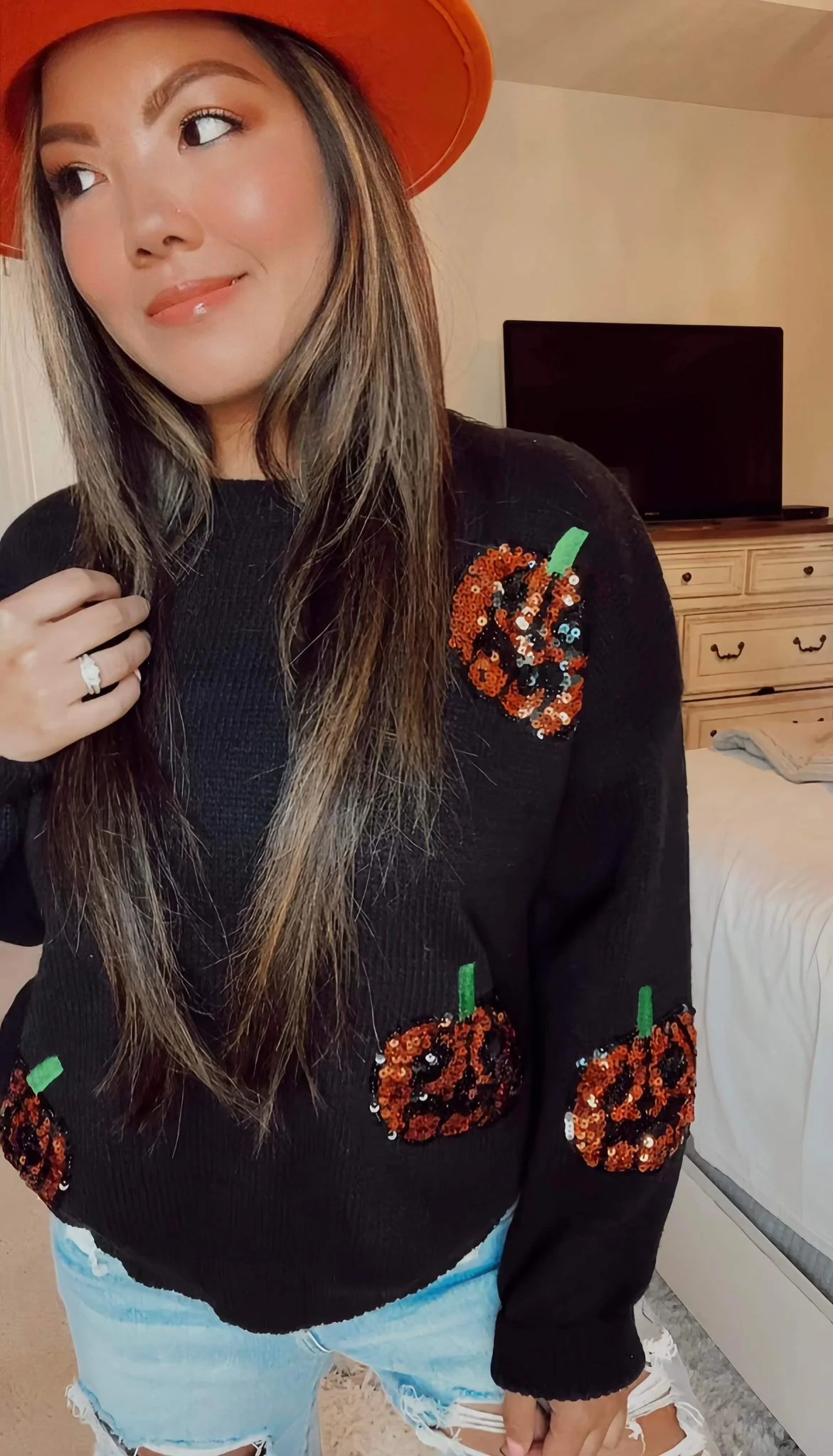 PREORDER: Sequin Pumpkin Sweater - Image 3