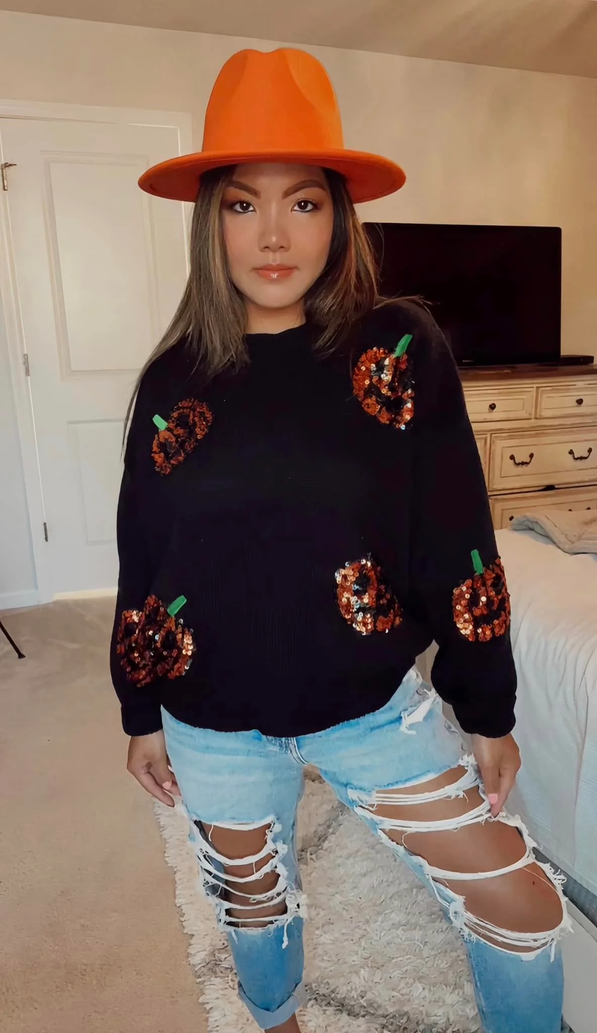 PREORDER: Sequin Pumpkin Sweater - Image 4