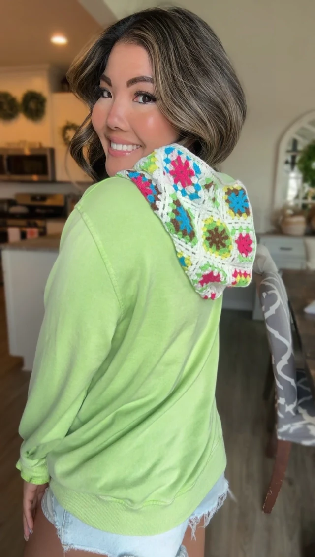 Sia Acid Wash Crochet Hoodie - RTS - Image 8