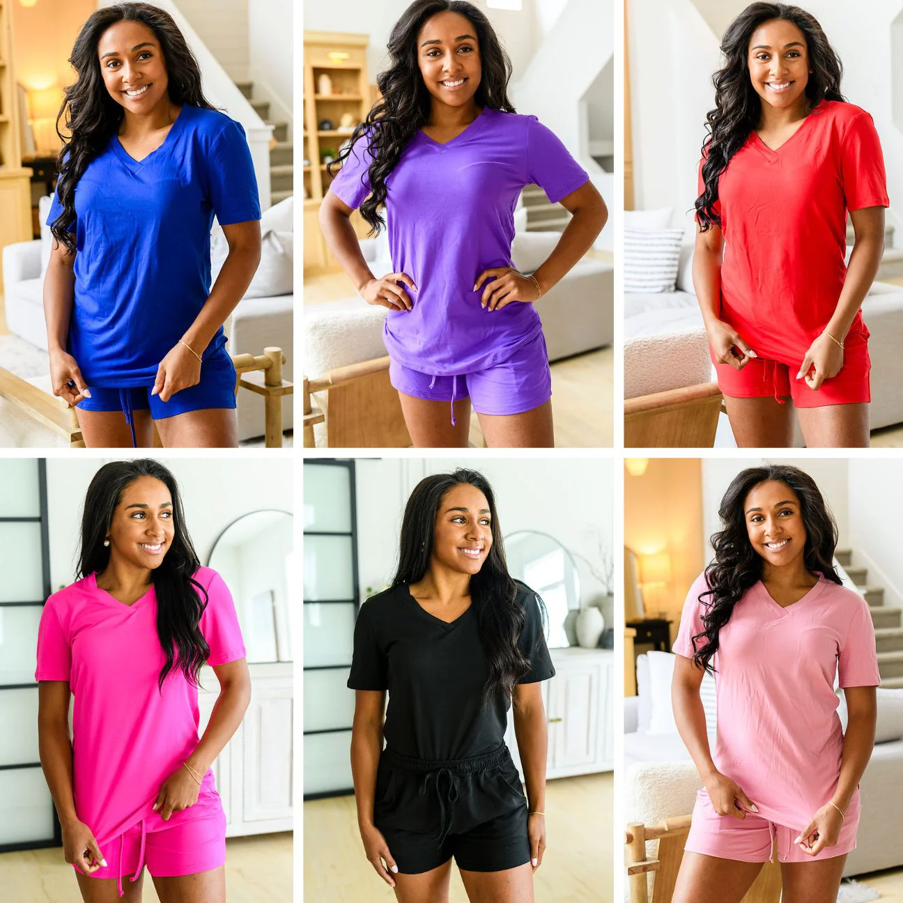Solid Short Sleeve Pajama Set in Six Colors - RTS