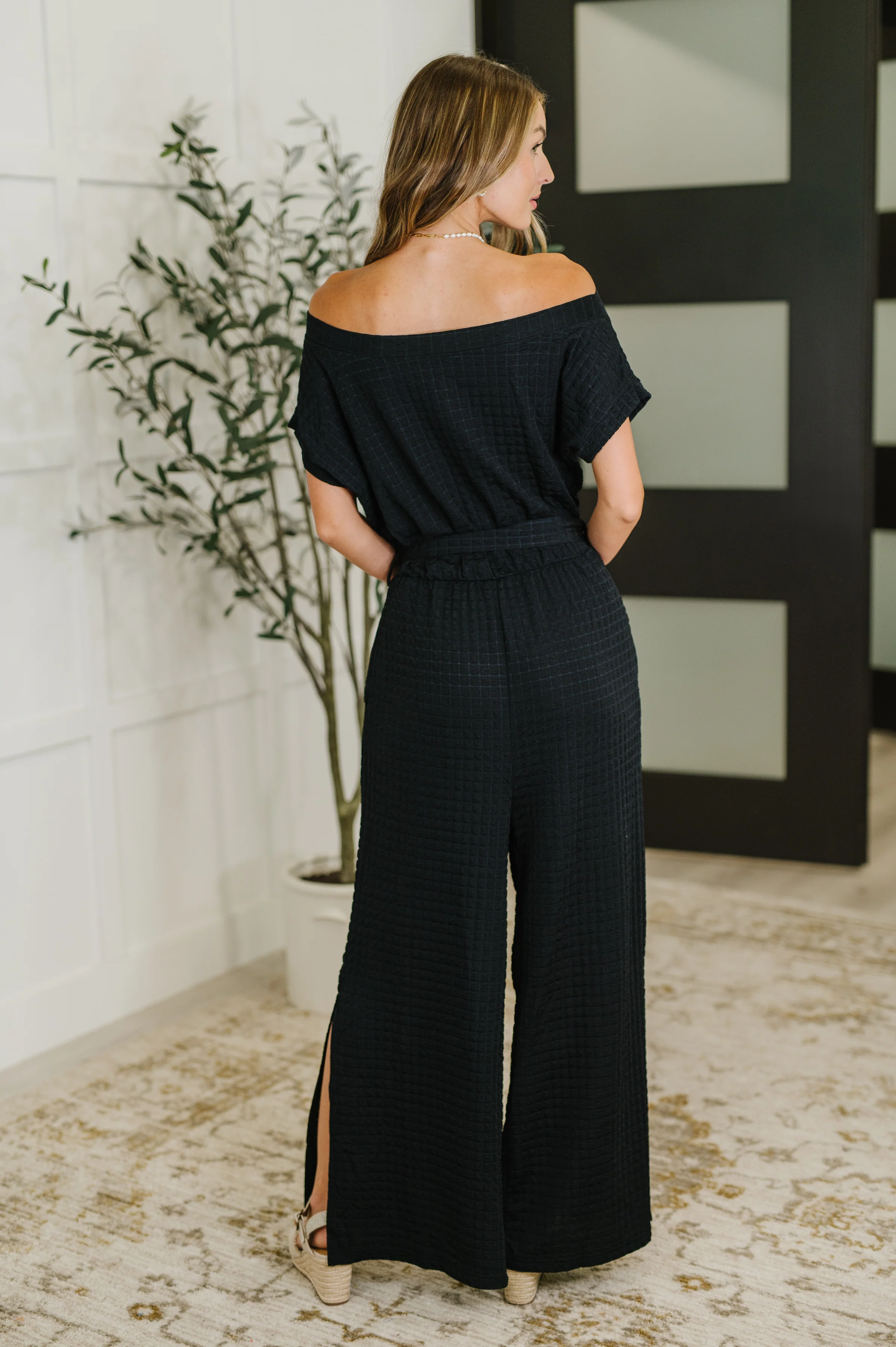 PREORDER: Textured Knit Jumpsuit in Black - Ships in 2-3 weeks - Image 4