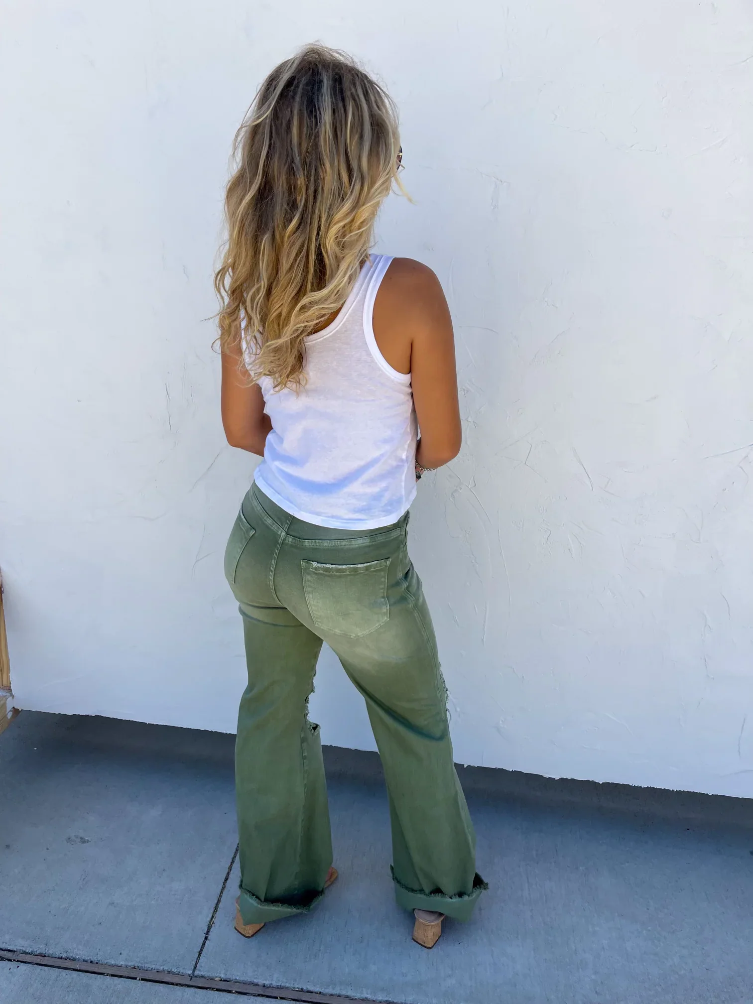 Blakeley Distressed Jeans In Olive and Camel - RTS - Image 11