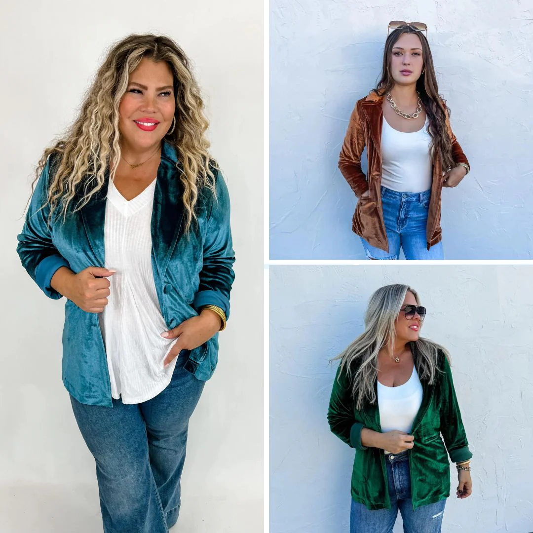 Velvet Blazer in Three Colors - RTS
