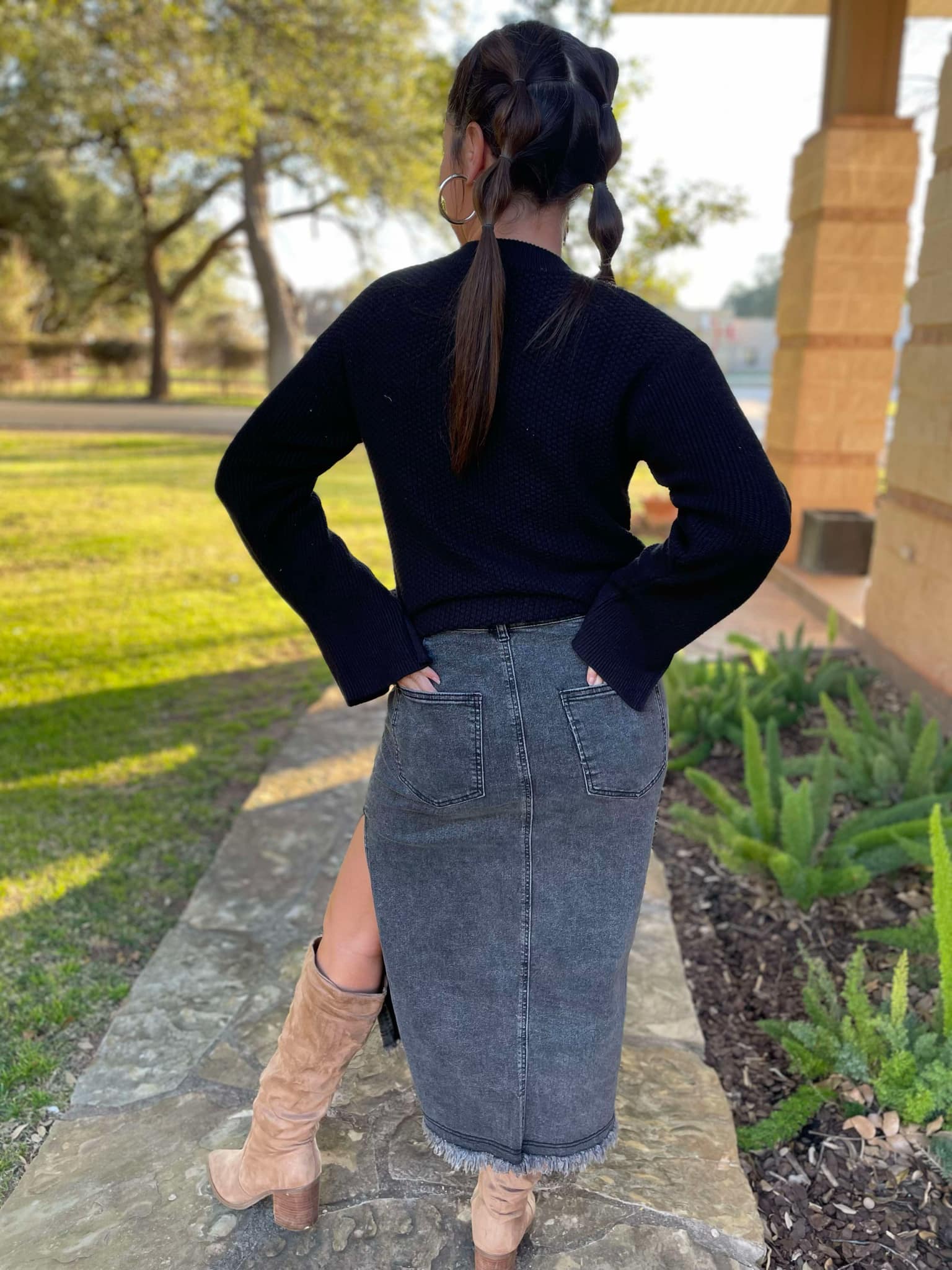 PREORDER: Worth The Risk Black Denim Skirt - Image 4