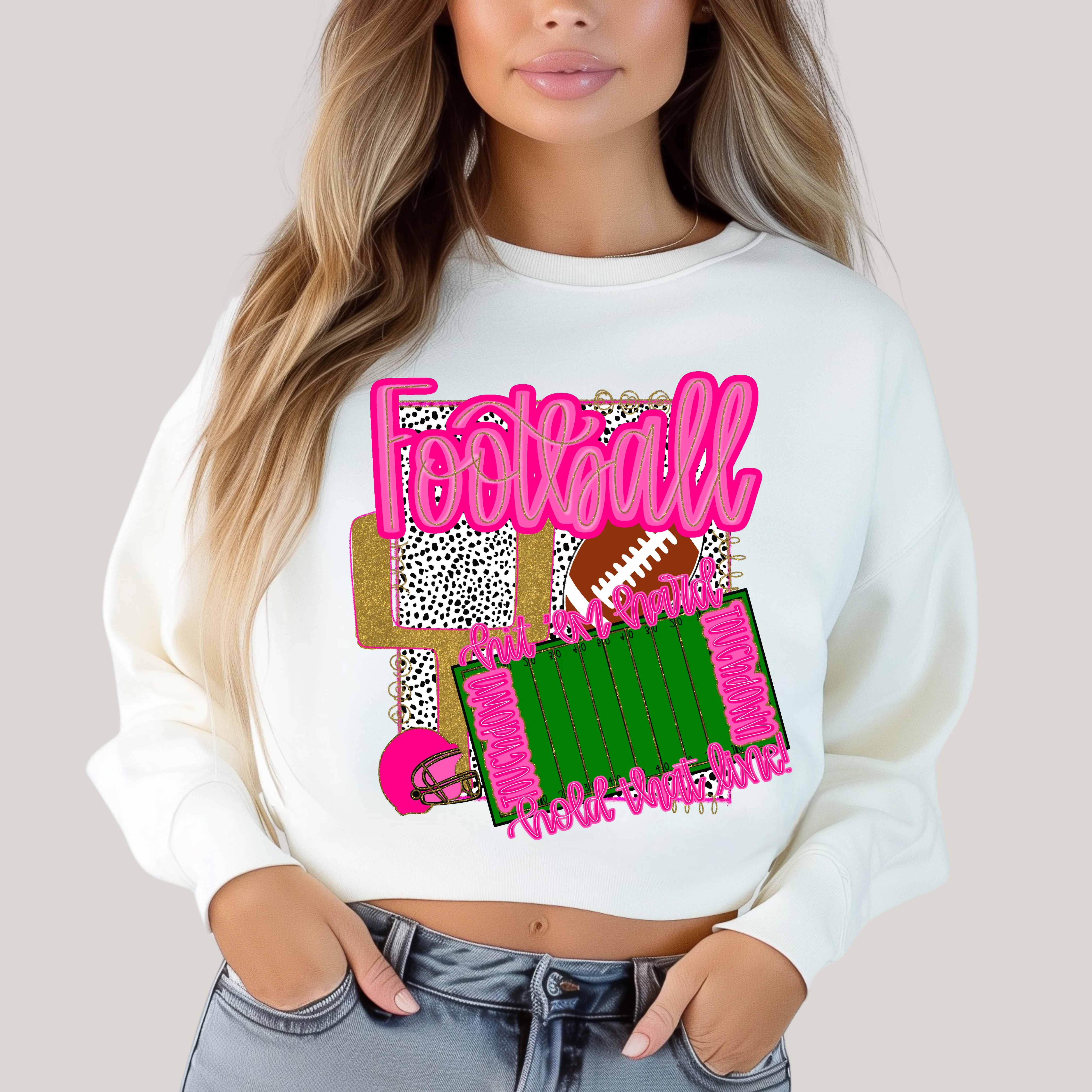 Preppy Stadium in White Sweatshirt