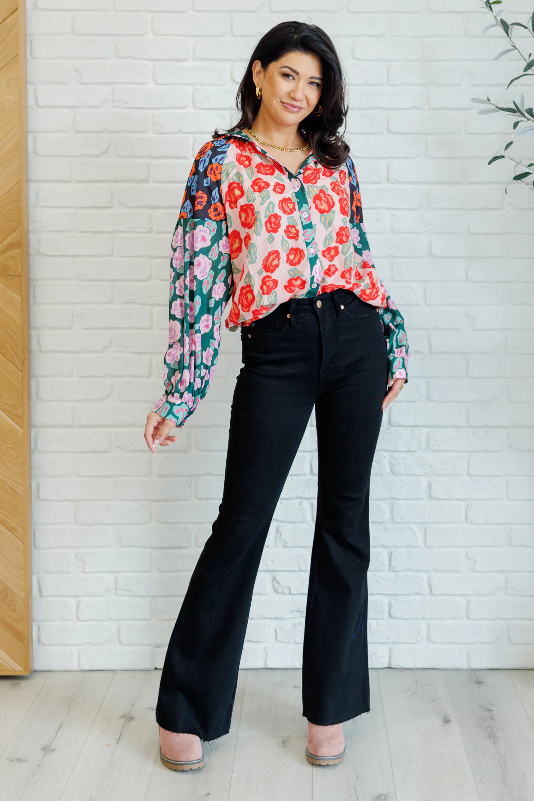 Presupposed Ideas Mixed Print Button Up Blouse - 9/2/2025 - Image 5