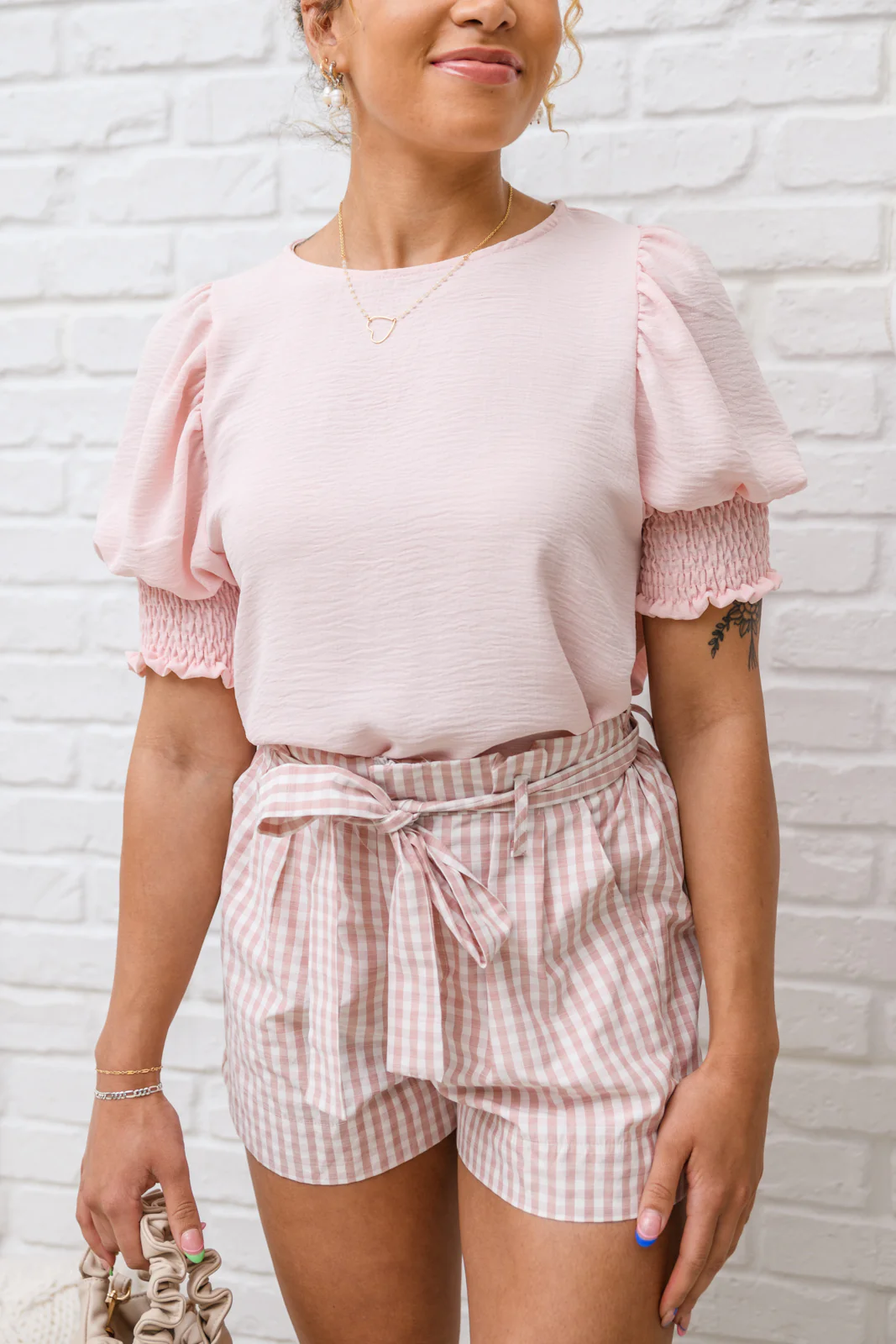 Prim & Pretty Gingham Tie Shorts - 5/24/2022 - Image 3