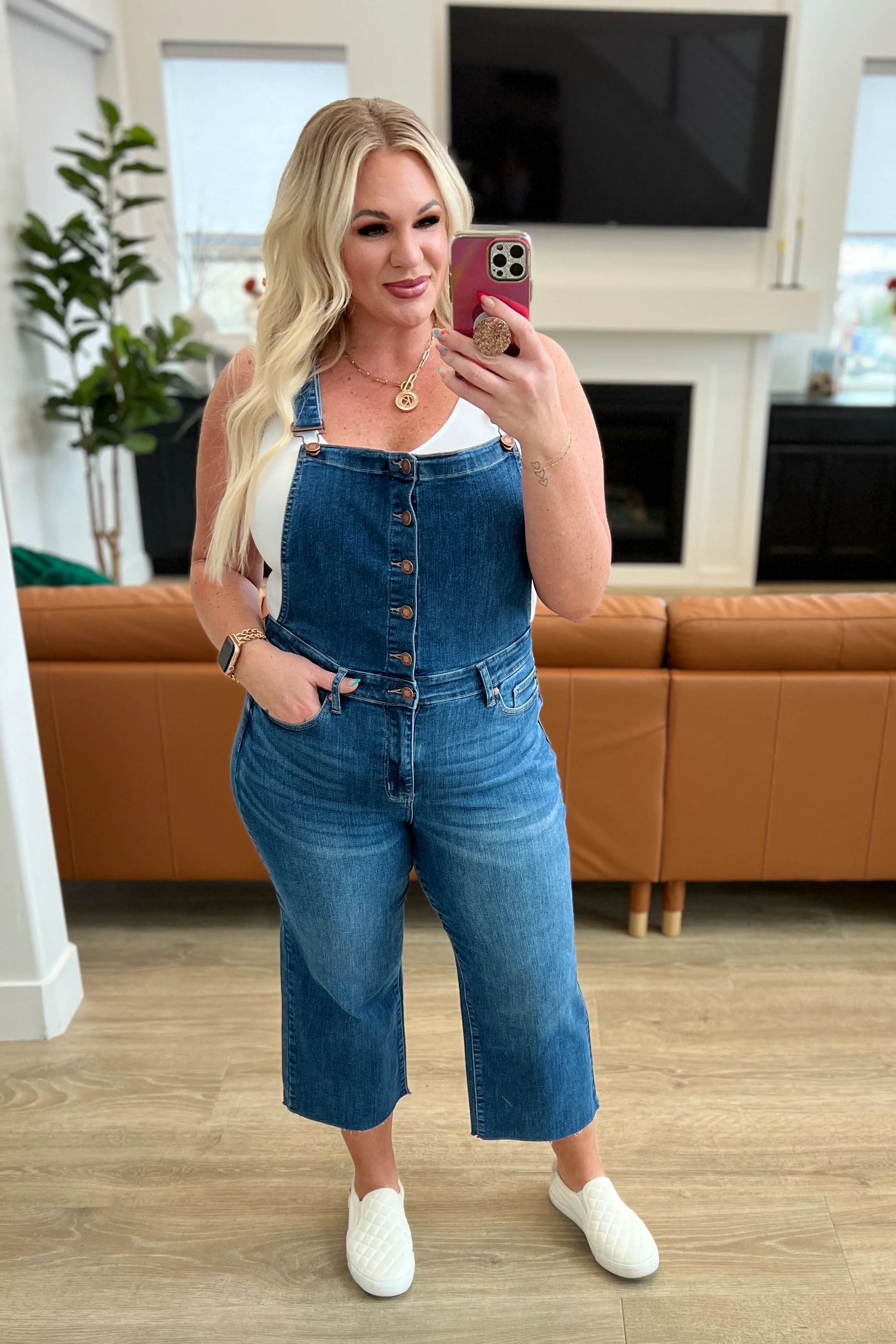 Priscilla High Rise Crop Wide Leg Denim Overalls - 2/21/2024 - Image 13
